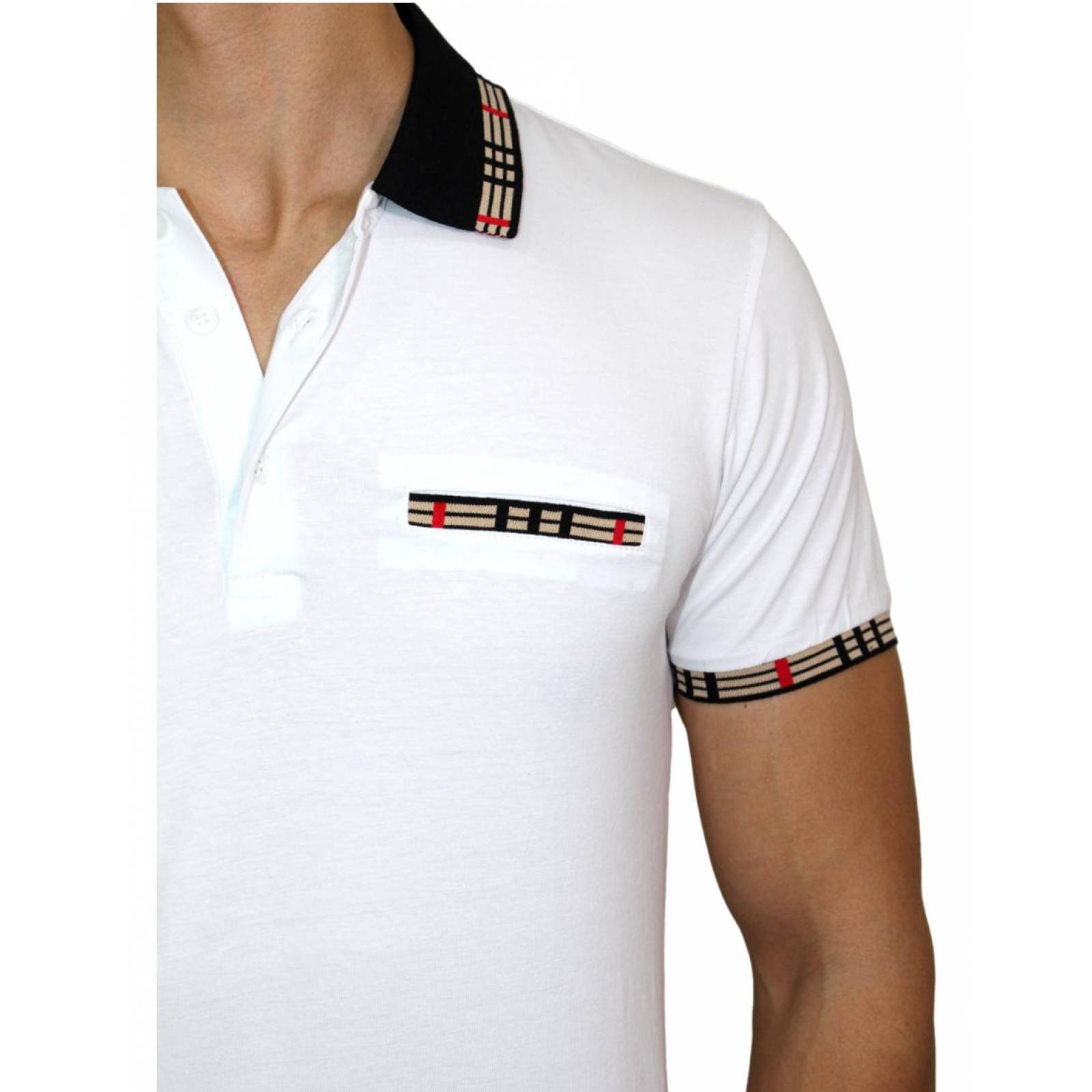 Playera Polo Para Hombre Marca Pavini P-2040-WHITE