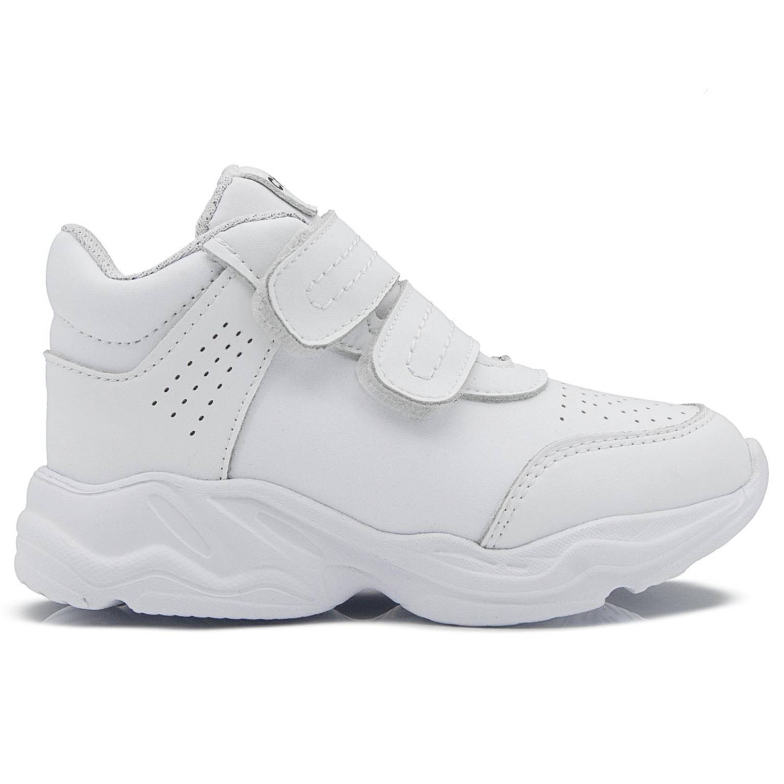 Tenis Escolar Blanco Bota Con Ajuste De Velcro Para Niño 