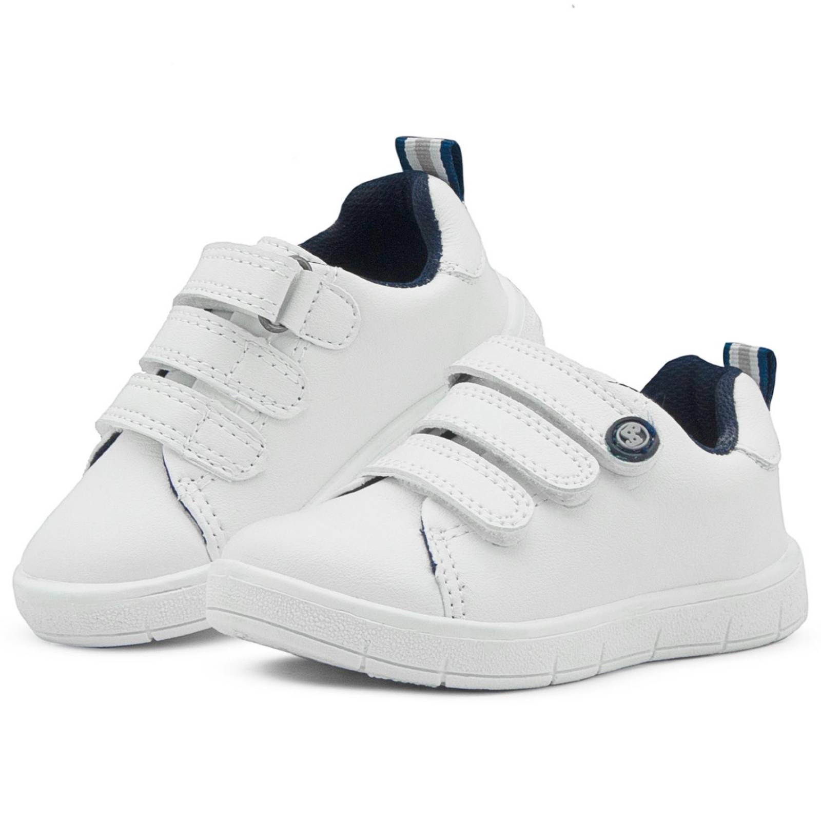 Tenis Escolar Para Niño Ajuste Velcro Bubble Gummers Blanco 