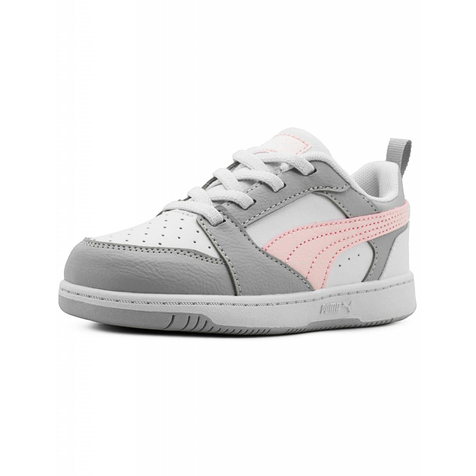 Tenis Puma Para Niña Deportivo Rebound V6 Low Gris/Rosa