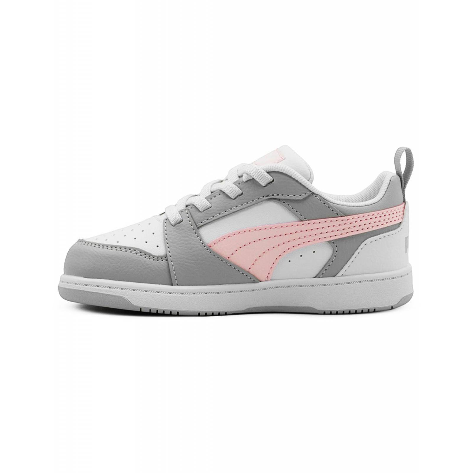 Tenis Puma Para Niña Deportivo Rebound V6 Low Gris/Rosa