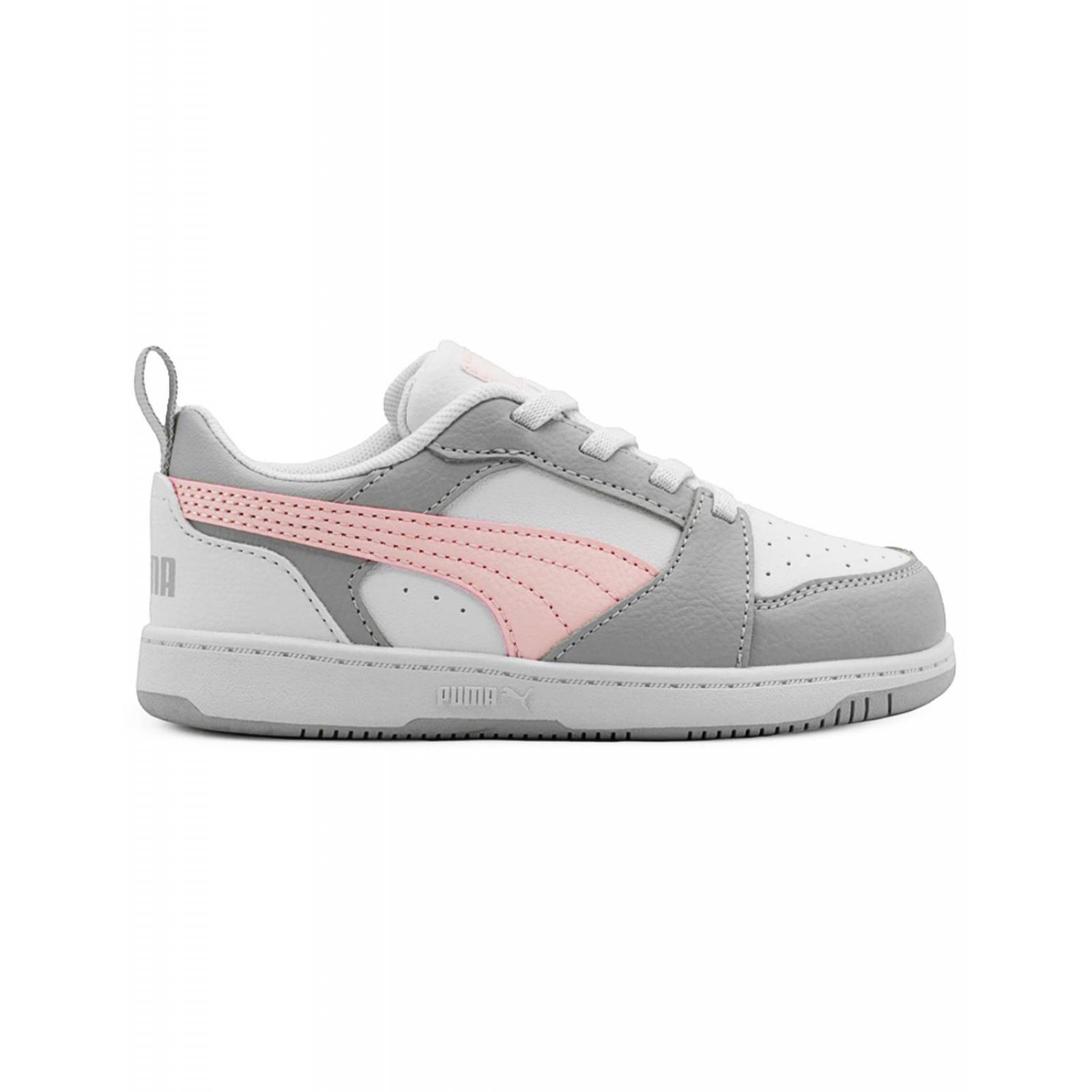 Tenis Puma Para Niña Deportivo Rebound V6 Low Gris/Rosa