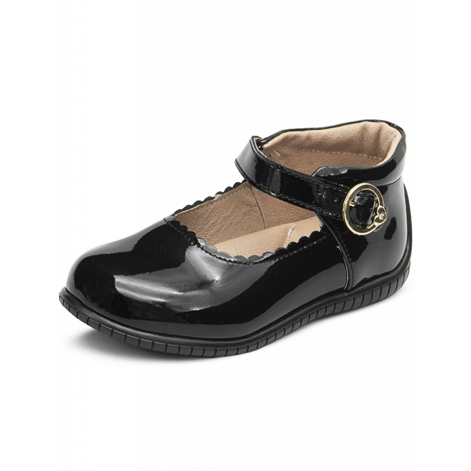Zapato Escolar Niña Karsten Charol Negro 12-17 Con Arco 