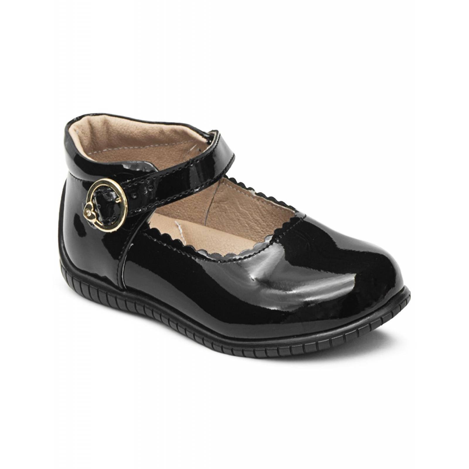 Zapato Escolar Niña Karsten Charol Negro 12-17 Con Arco 