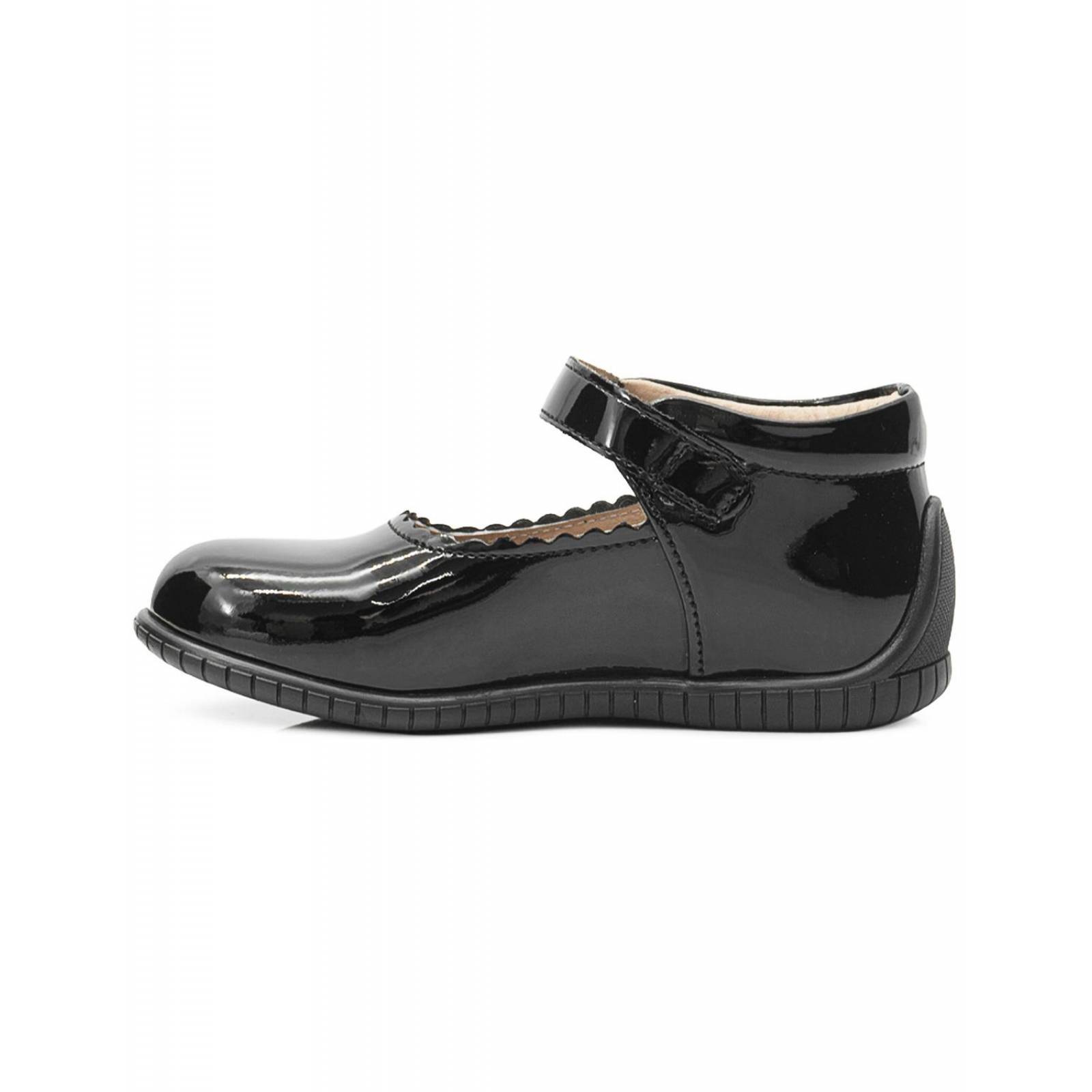 Zapato Escolar Niña Karsten Charol Negro 12-17 Con Arco 