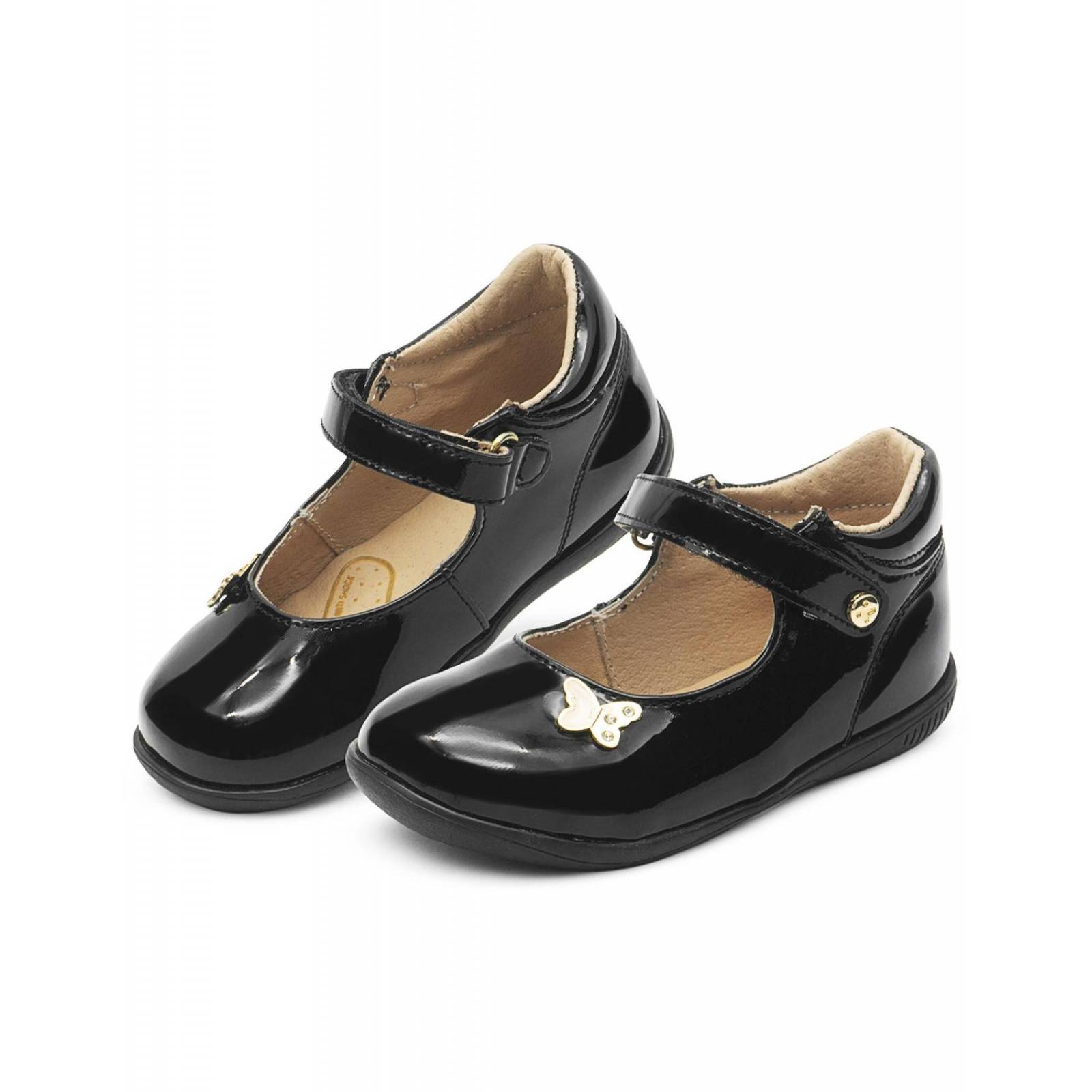 Zapato niña Escolar Karsten Charol Negro Velcro 13-16 