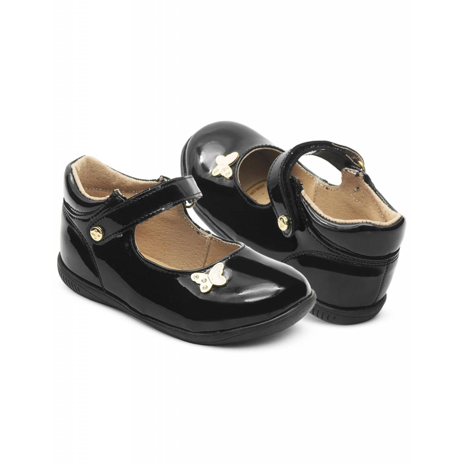 Zapato niña Escolar Karsten Charol Negro Velcro 13-16 
