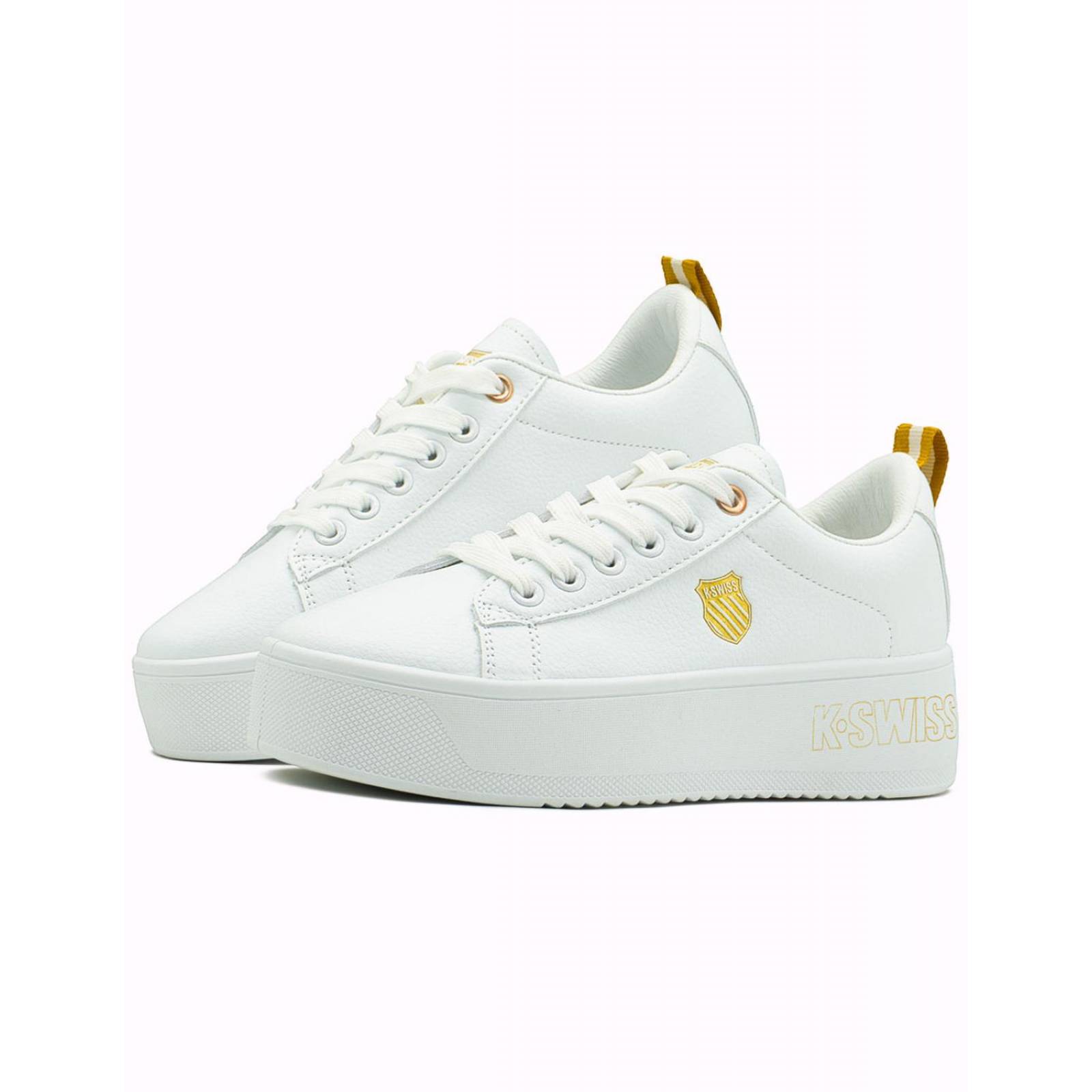 Tenis K-swiss Trinity Platform Mujer Blanco Oro 22-26 