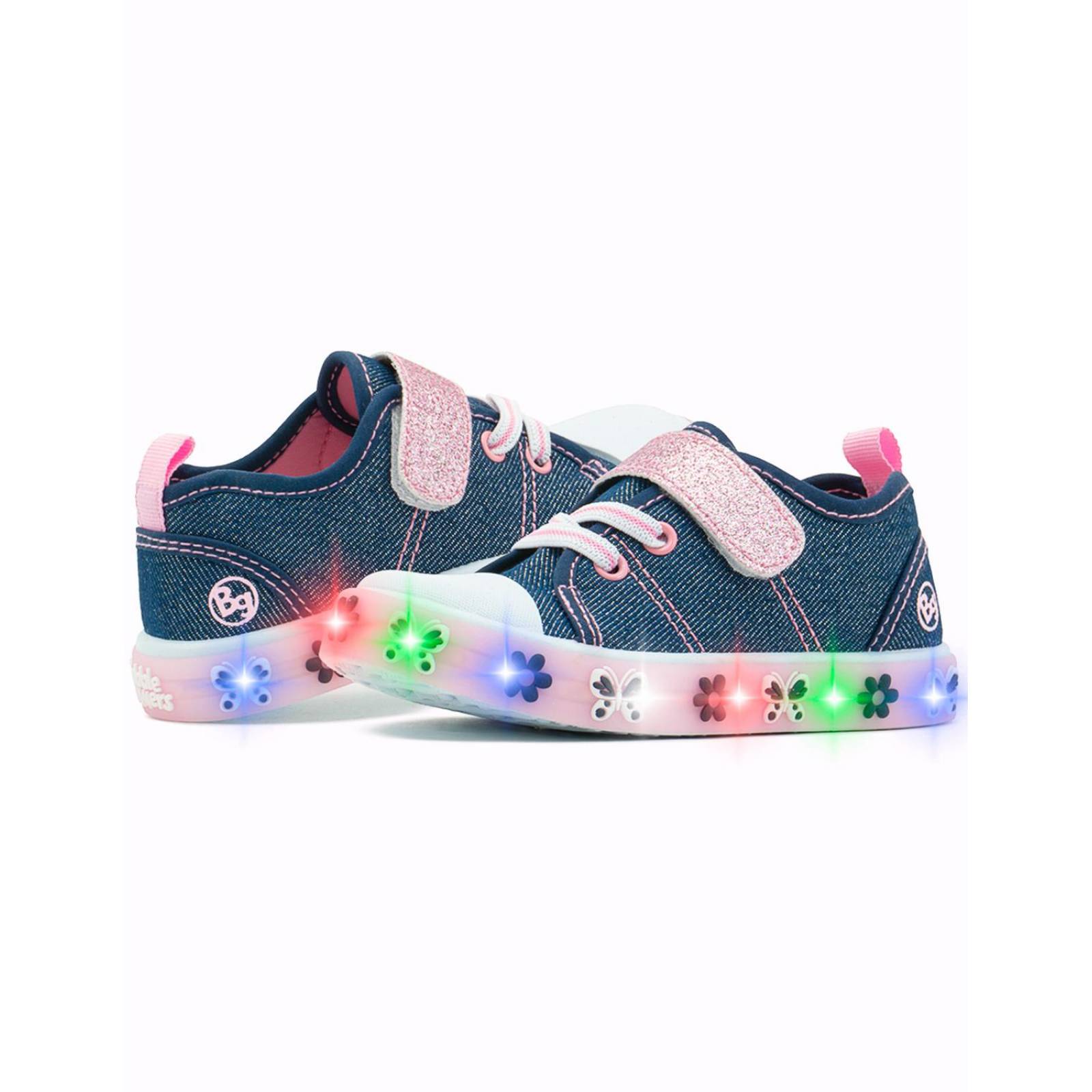 Tenis Luces Led Niña Bubble Gummers Samara Mezclilla 12-17 
