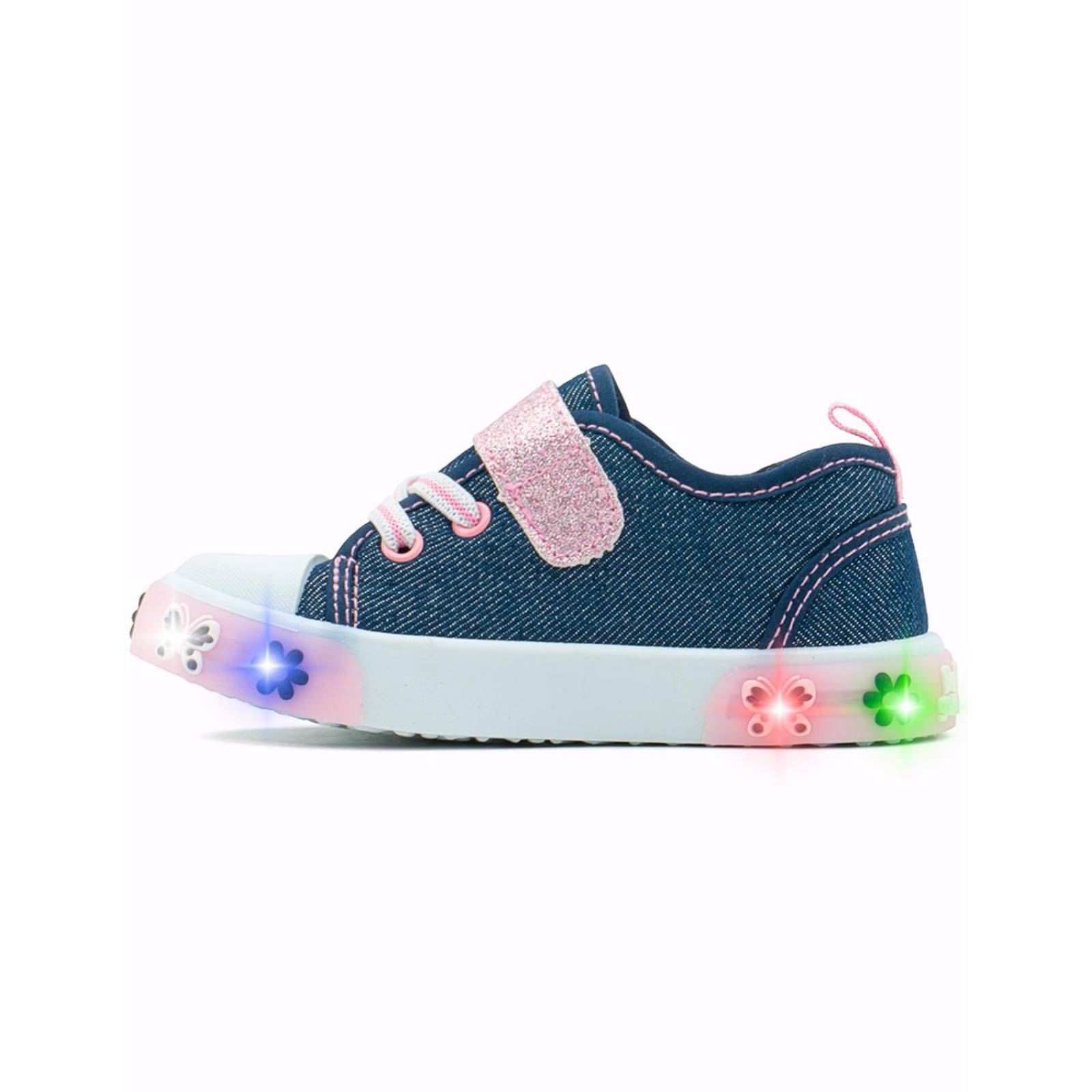 Tenis Luces Led Niña Bubble Gummers Samara Mezclilla 12-17 