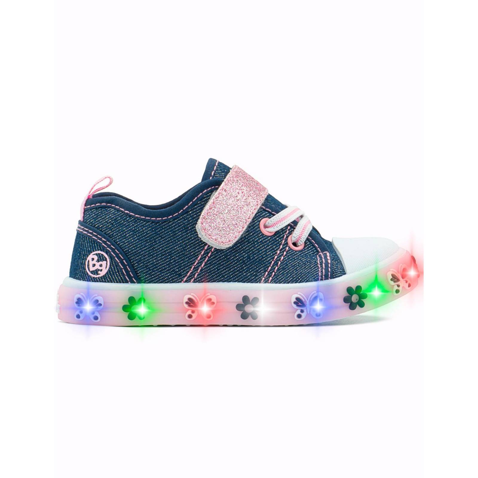 Tenis Luces Led Niña Bubble Gummers Samara Mezclilla 12-17 
