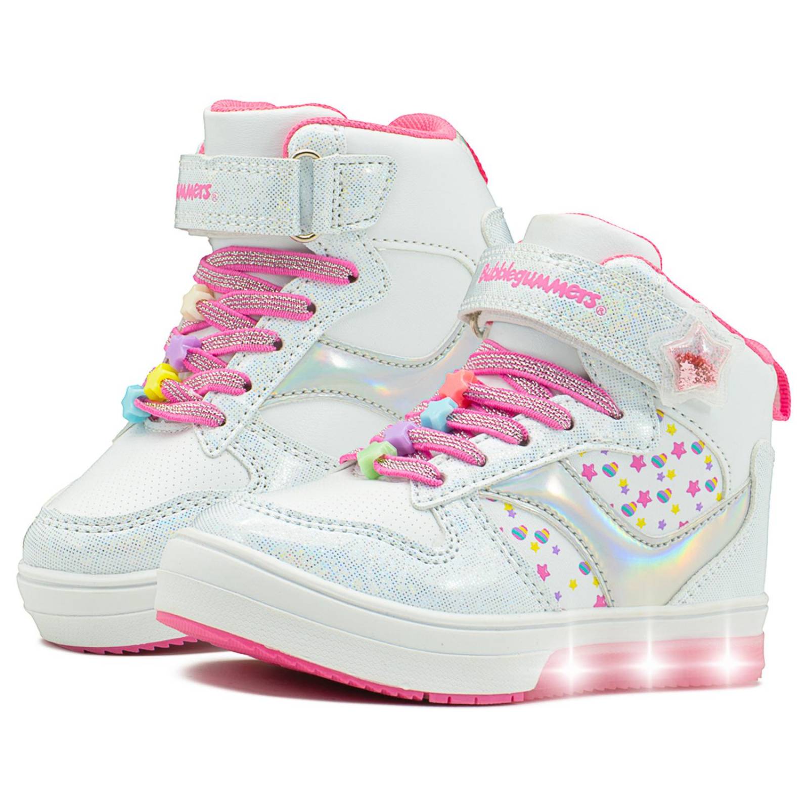 Tenis Luces Led Bubble Gummers Estrella Niña Blanco 15-21 