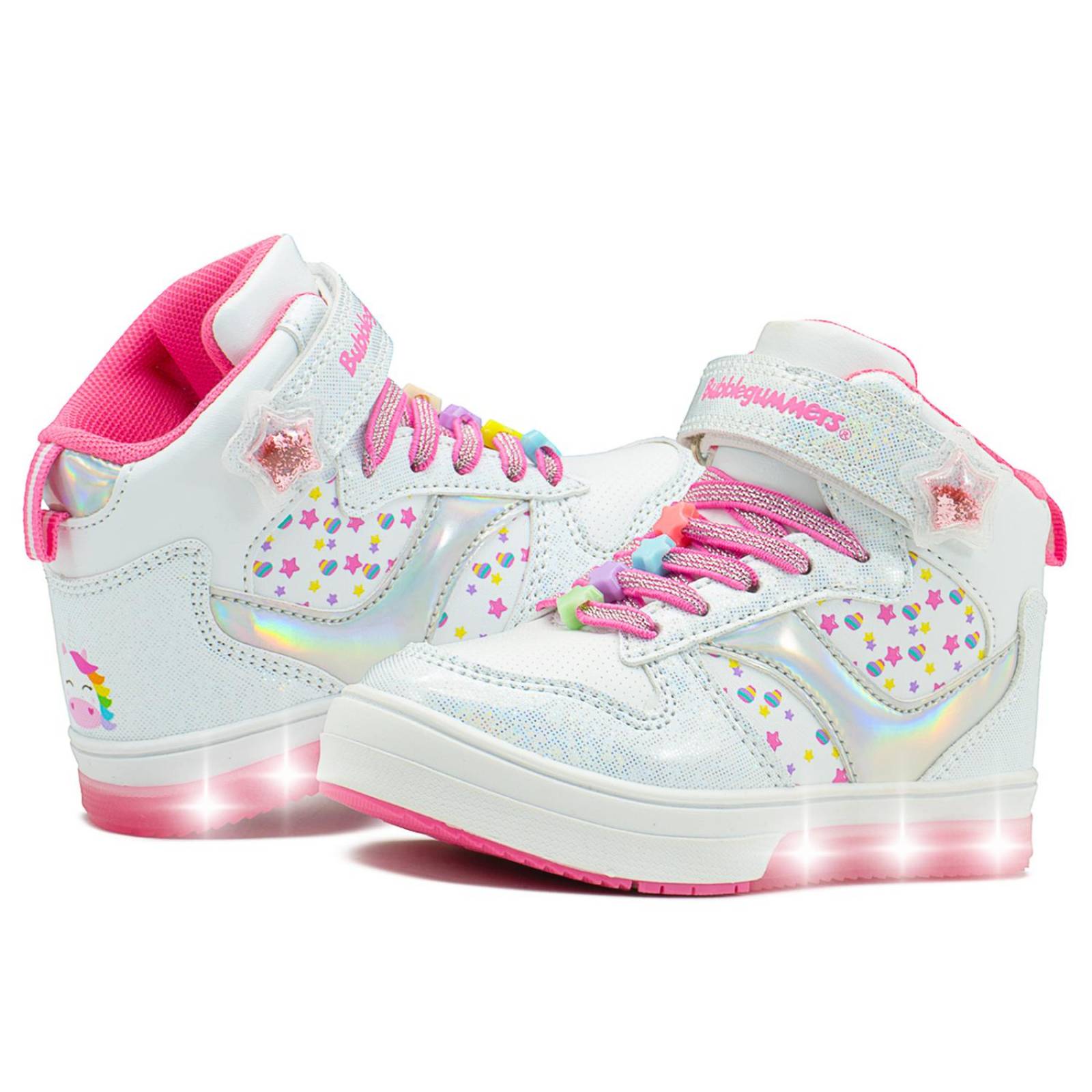 Tenis Luces Led Bubble Gummers Estrella Niña Blanco 15-21 