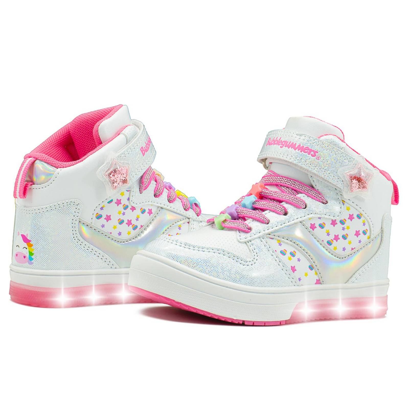 Tenis Luces Led Bubble Gummers Estrella Niña Blanco 15-21 