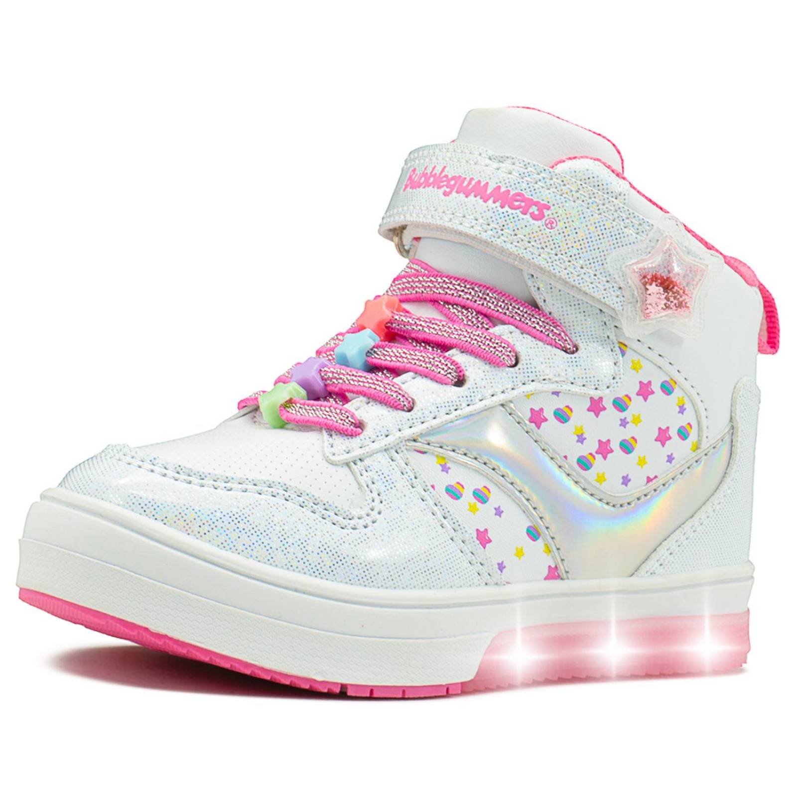 Tenis Luces Led Bubble Gummers Estrella Niña Blanco 15-21 
