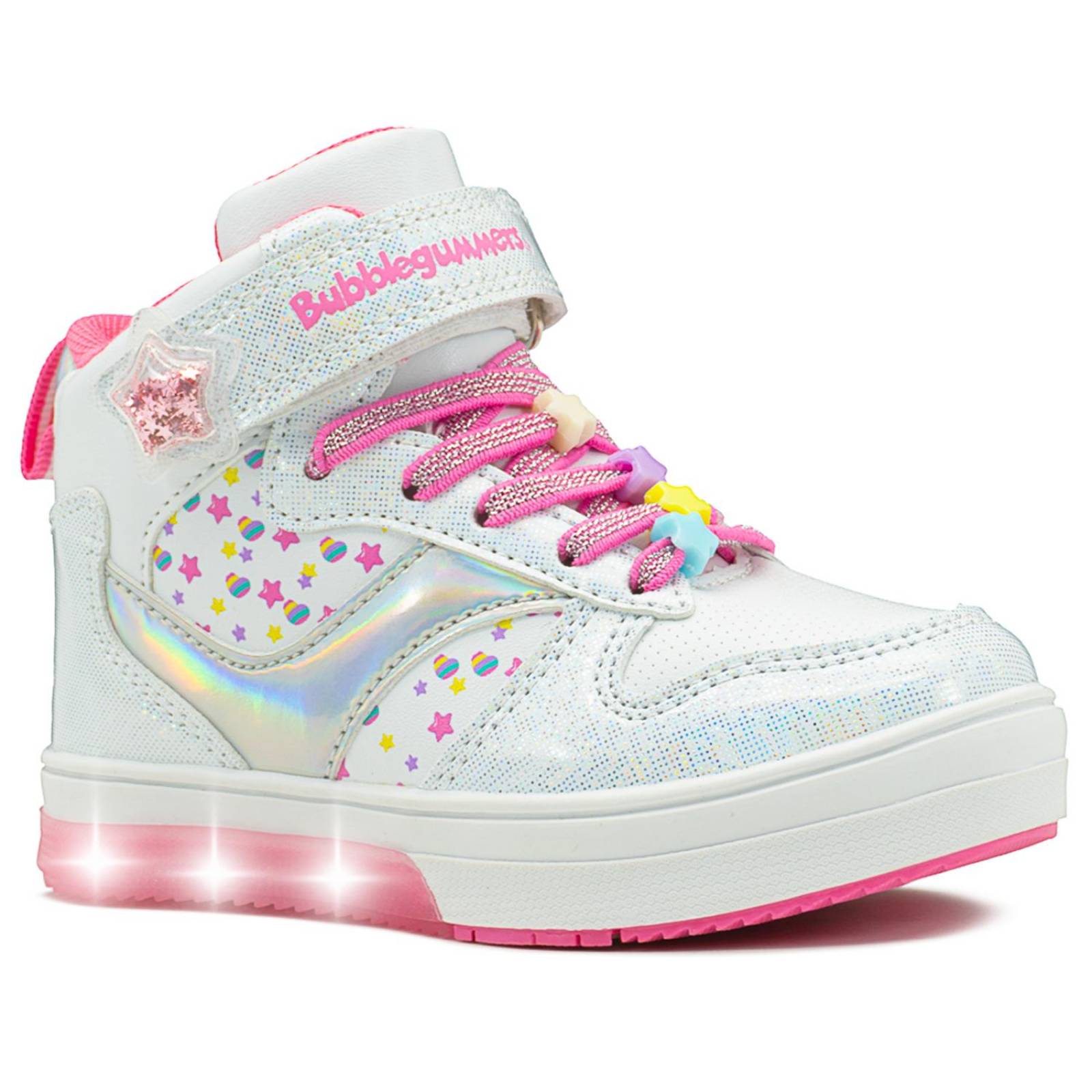 Tenis Luces Led Bubble Gummers Estrella Niña Blanco 15-21 