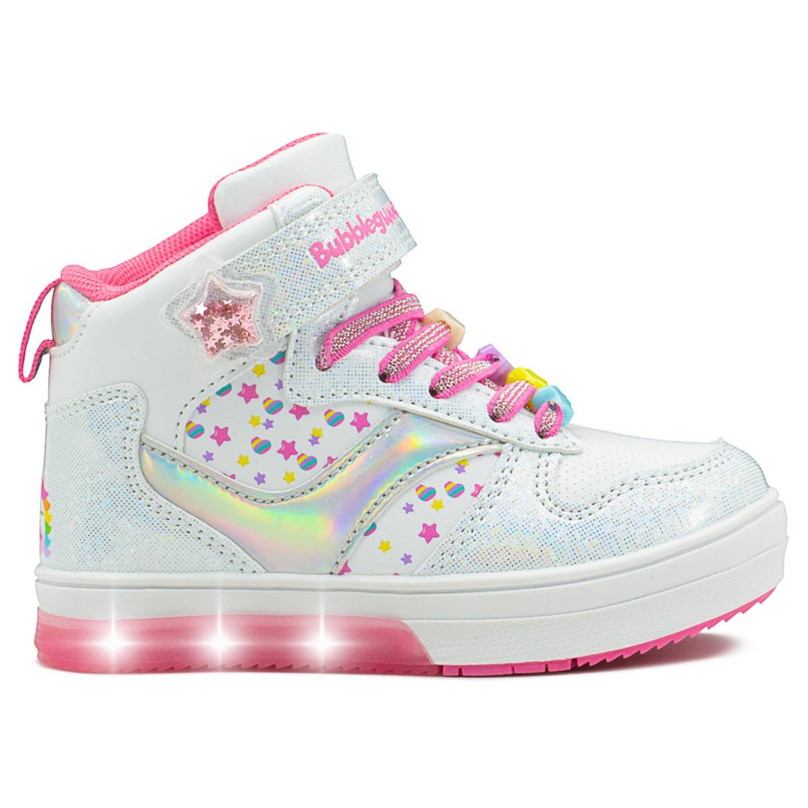 Tenis Luces Led Bubble Gummers Estrella Niña Blanco 15-21 