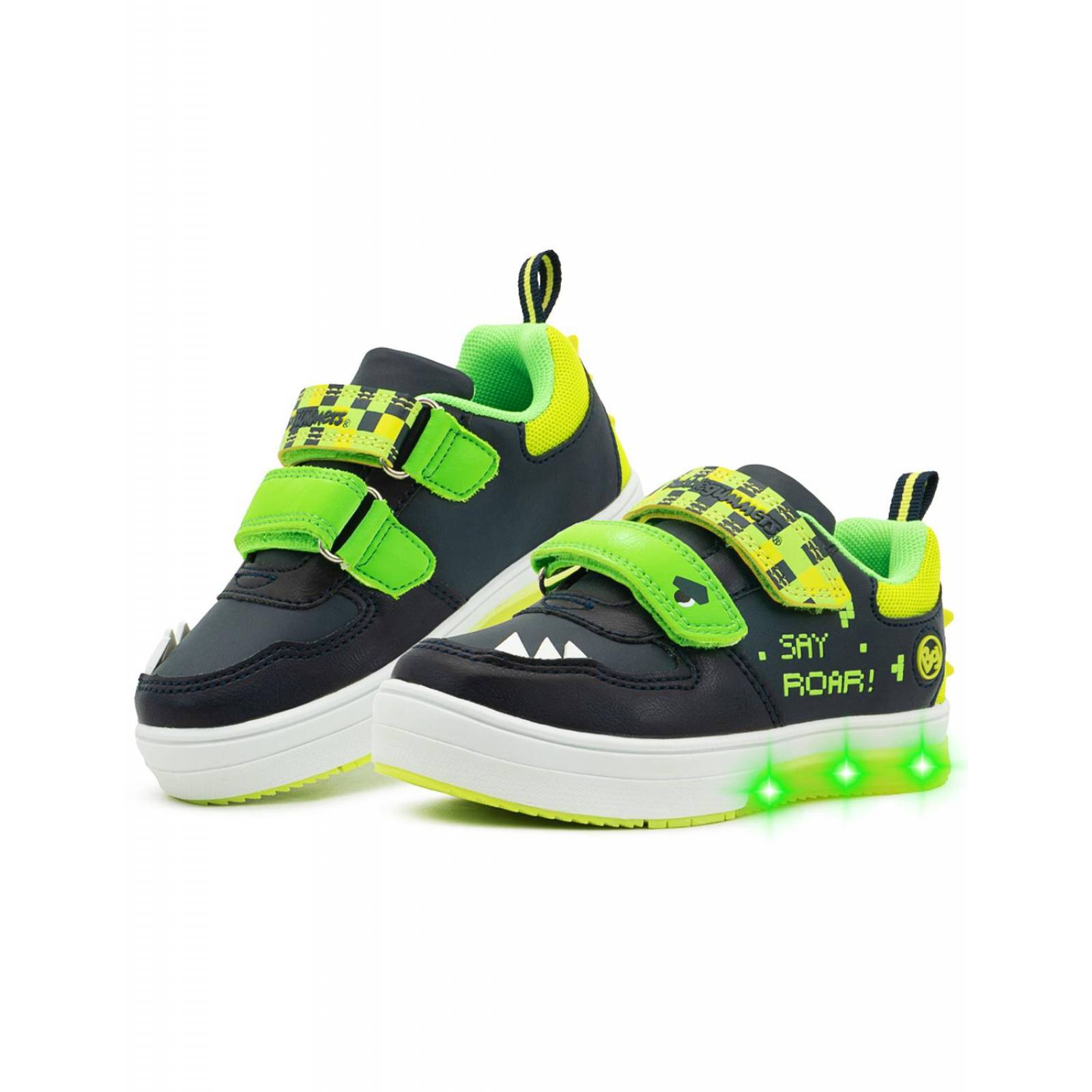 Tenis Luz Led Dinosaurios Roar Bubble Gummers Marino 15-21 