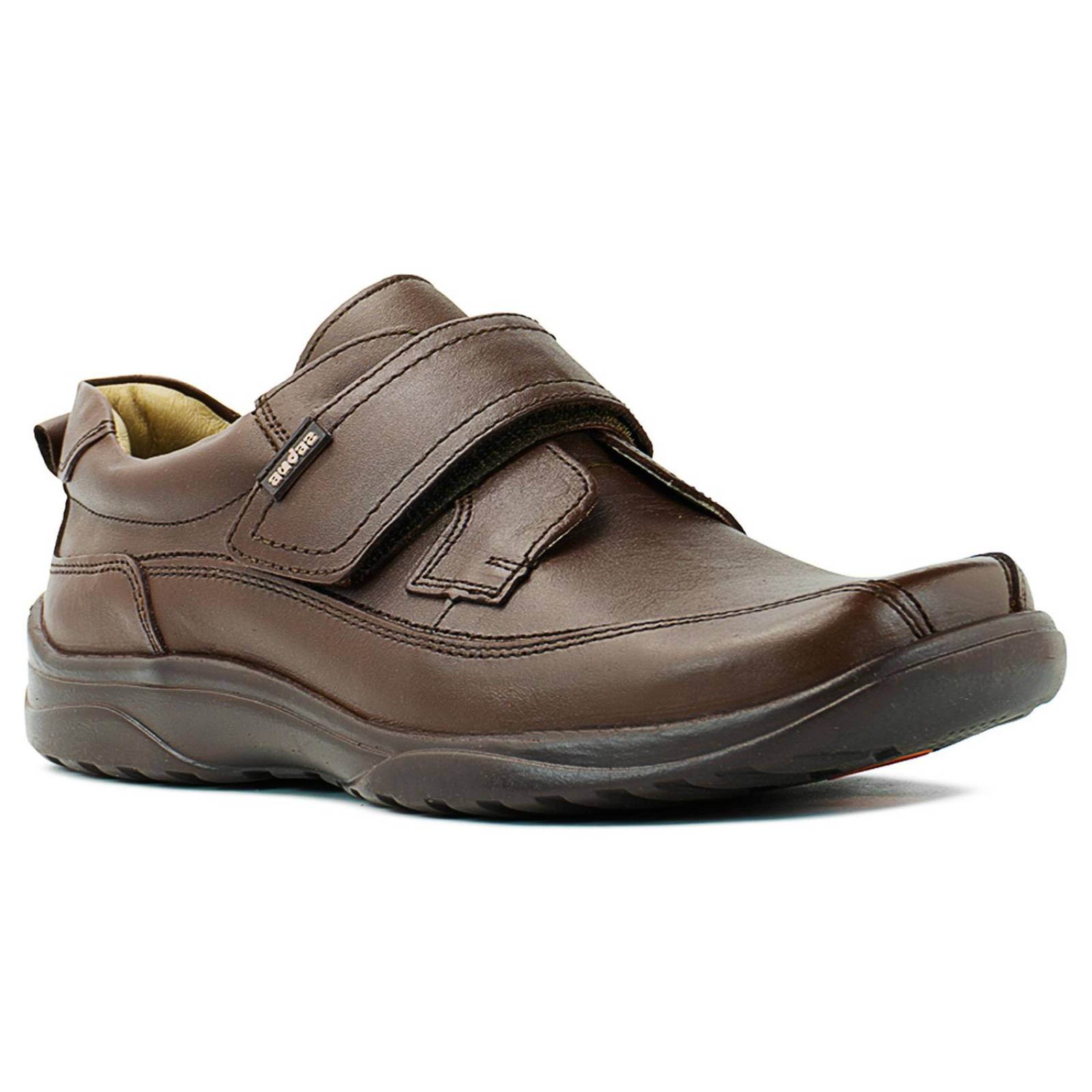 Zapato Escolar Para Niño Audaz De Piel Ajuste Velcro Café 