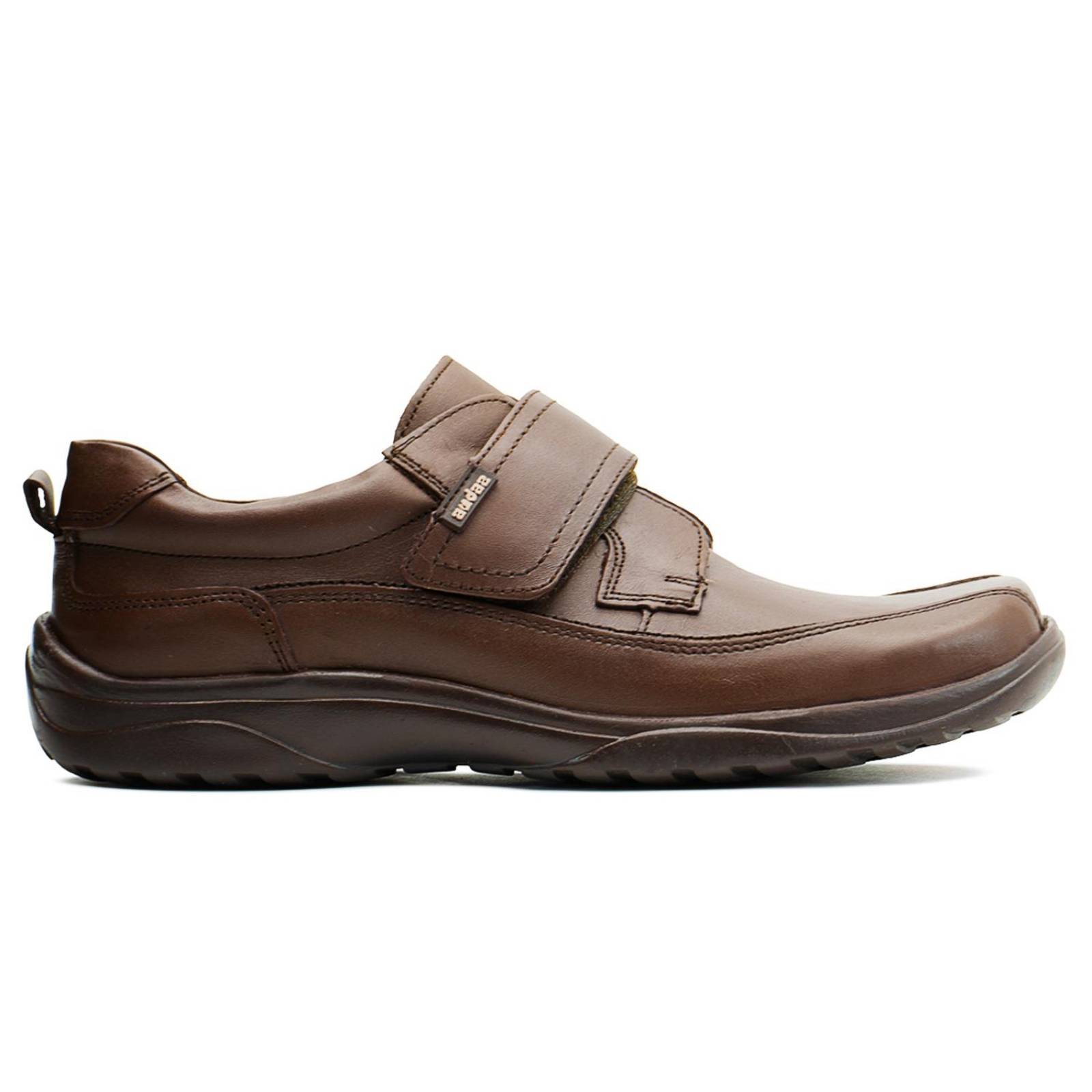 Zapato Escolar Para Niño Audaz De Piel Ajuste Velcro Café 