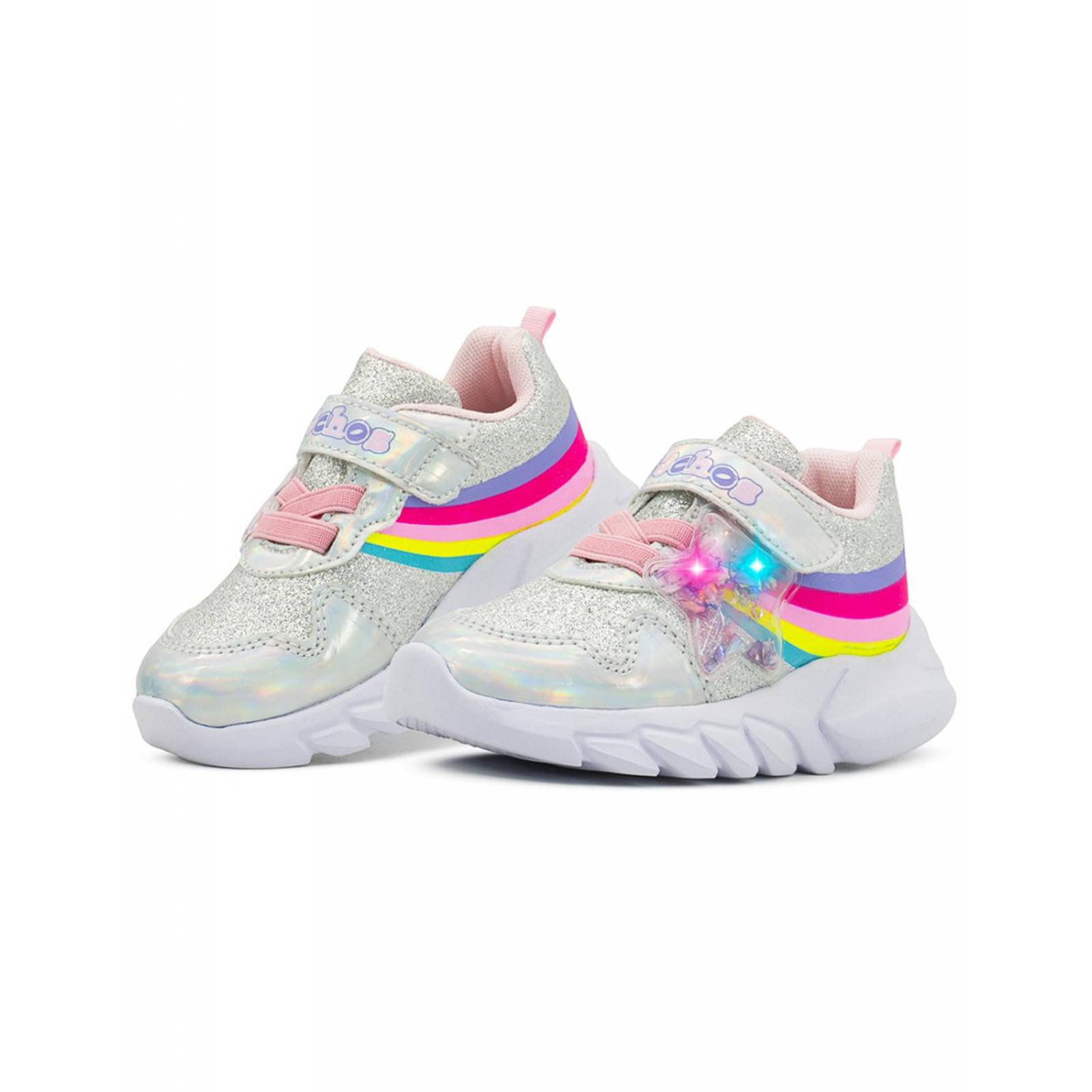 Tenis Deportivo Para Niña Con Luces Glitter Estrellita 