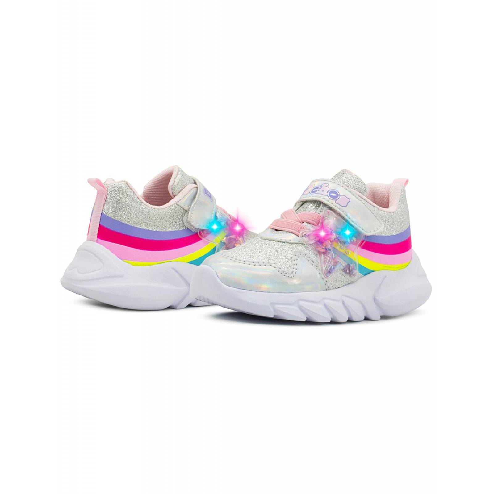 Tenis Deportivo Para Niña Con Luces Glitter Estrellita 