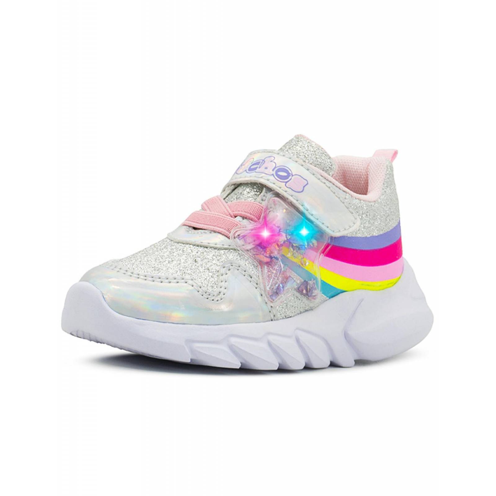 Tenis Deportivo Para Niña Con Luces Glitter Estrellita 