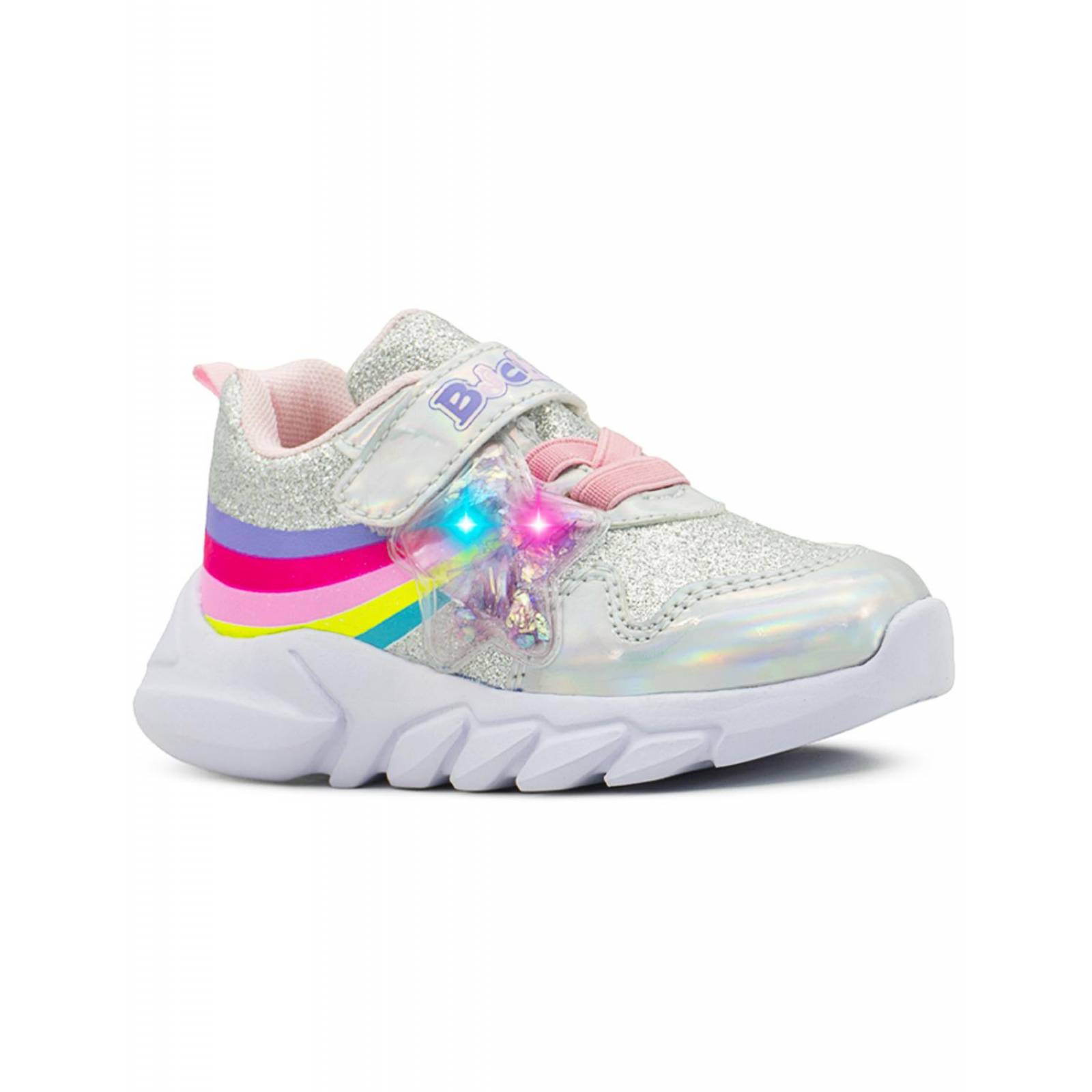 Tenis Deportivo Para Niña Con Luces Glitter Estrellita 