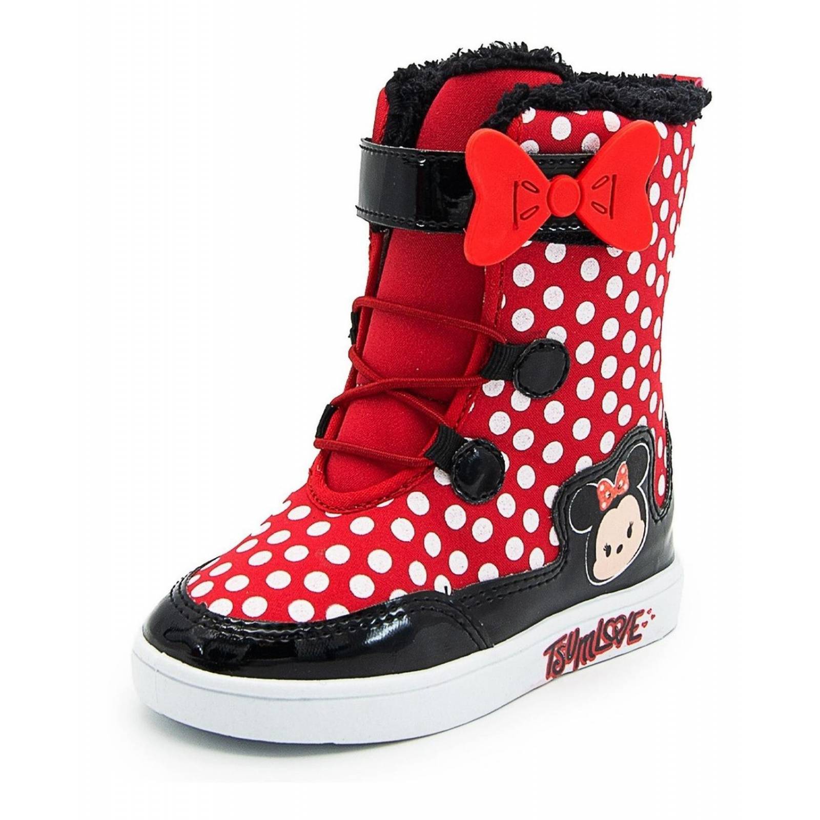 Bota Textil Disney Minnie Mouse Niña Afelpada Rojo 14-18 