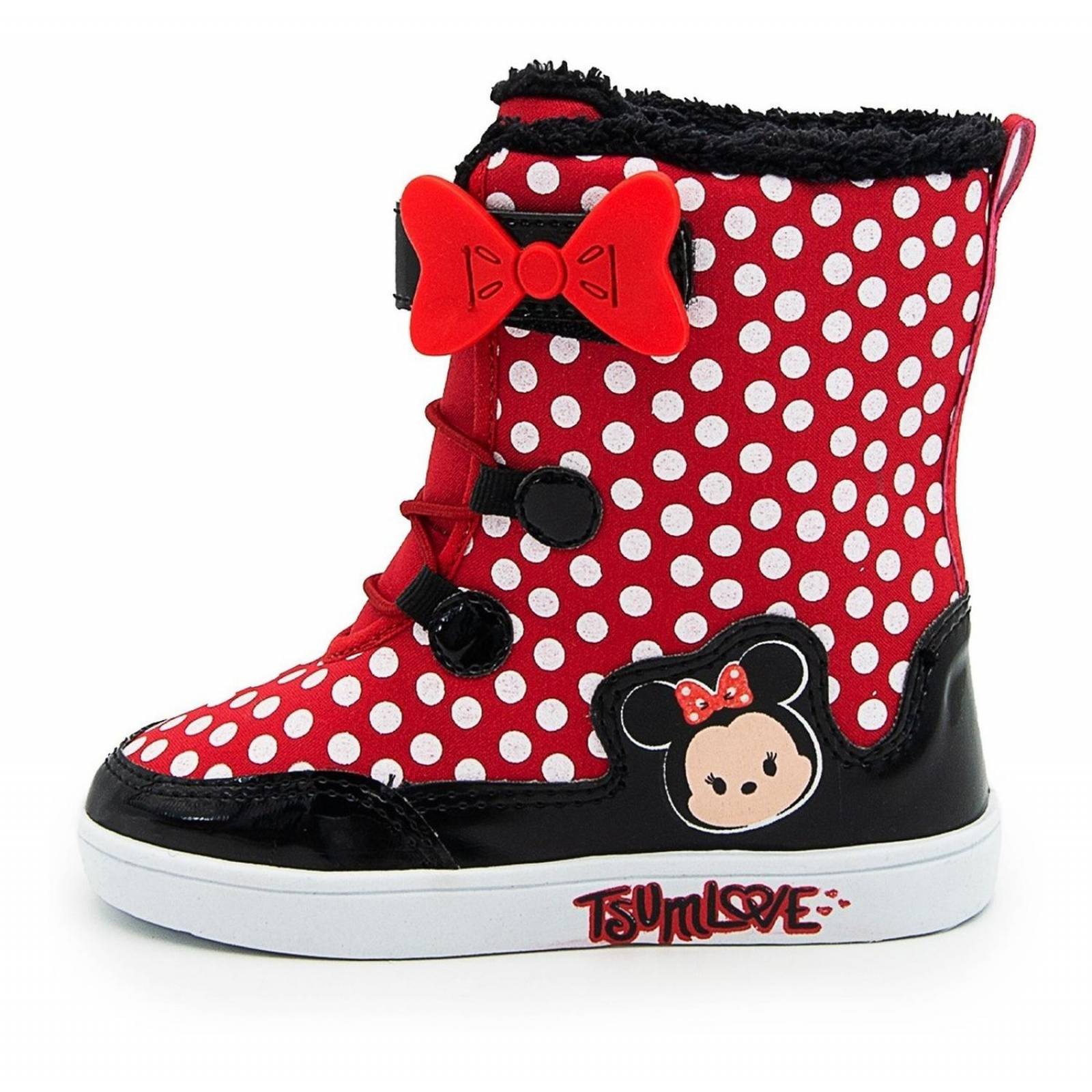Bota Textil Disney Minnie Mouse Niña Afelpada Rojo 14-18 