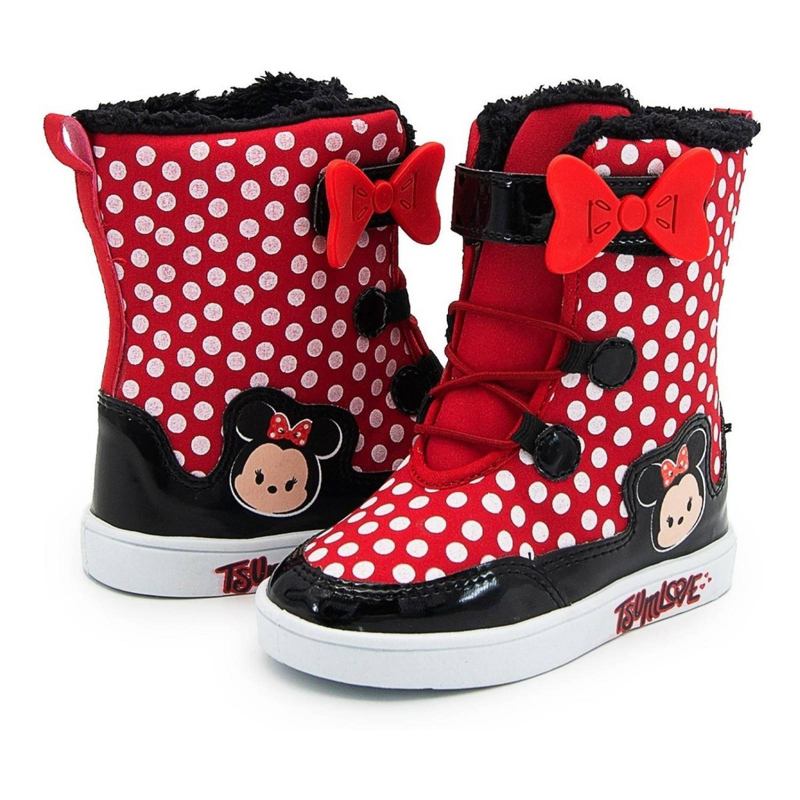 Bota Textil Disney Minnie Mouse Niña Afelpada Rojo 14-18 