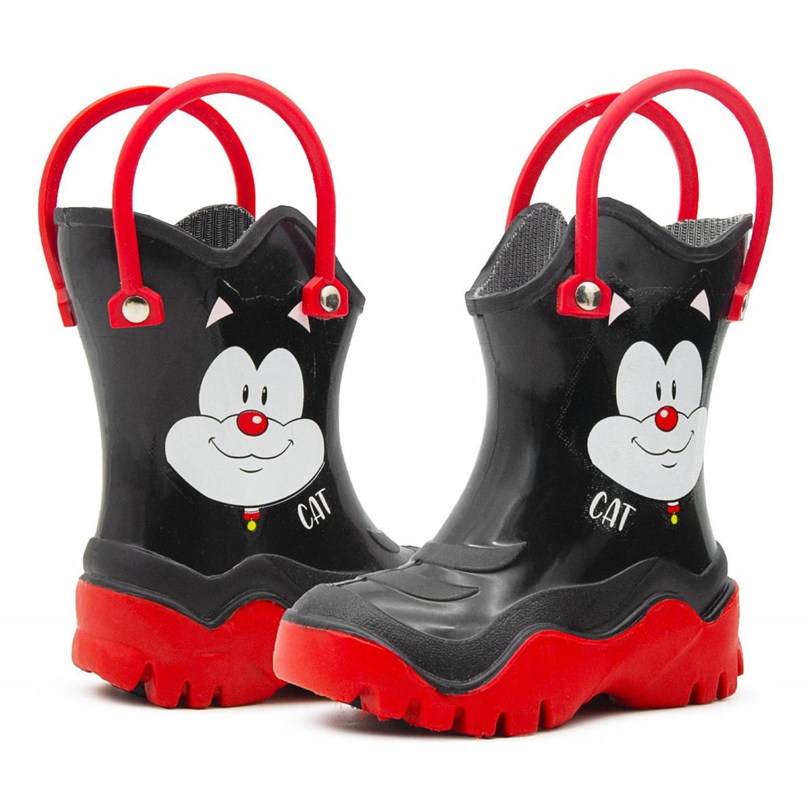 Bota Lluvia Niño Bubble Gummers Gatito Negro Rojo 13-21 