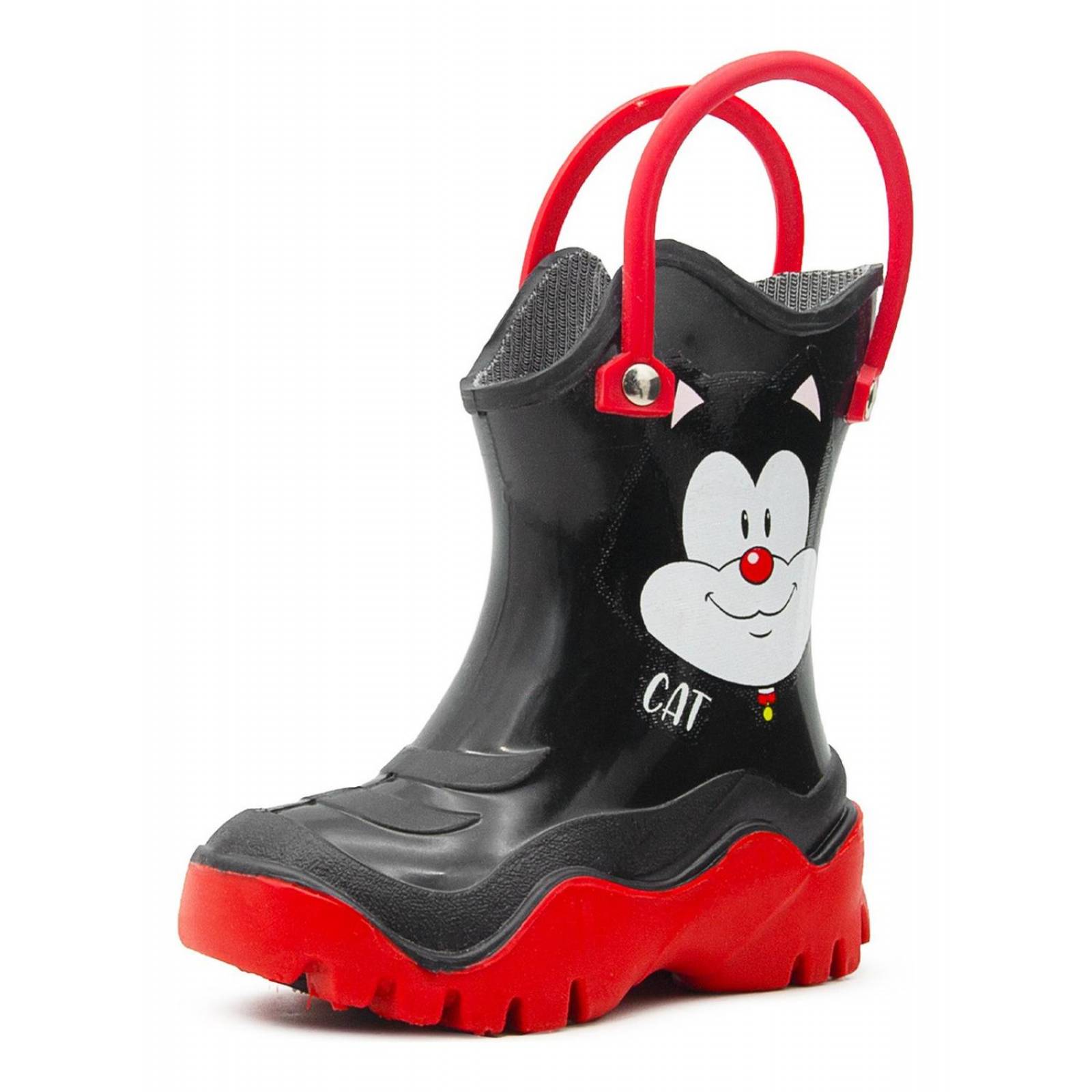 Bota Lluvia Niño Bubble Gummers Gatito Negro Rojo 13-21 