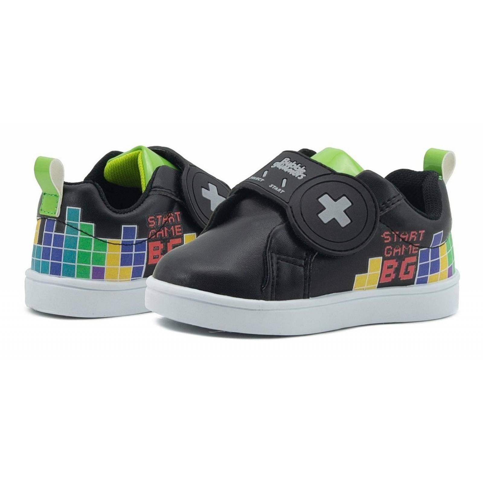 Tenis Gamer Velcro Niño Bubble Gummers Mike Negro/vde 14-19