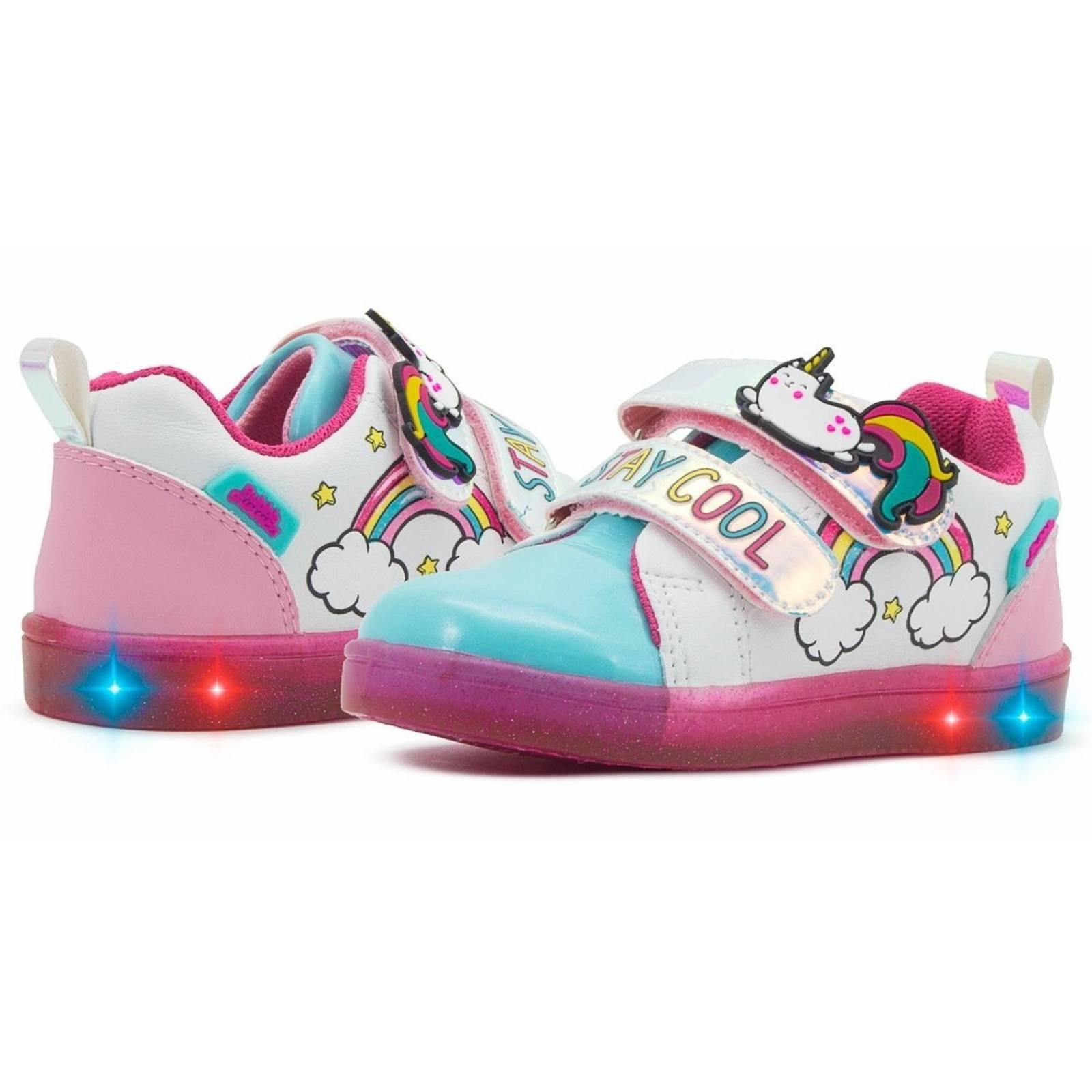 Tenis Luces Led Niña Bubble Gummers Onix Velcro 14-19 