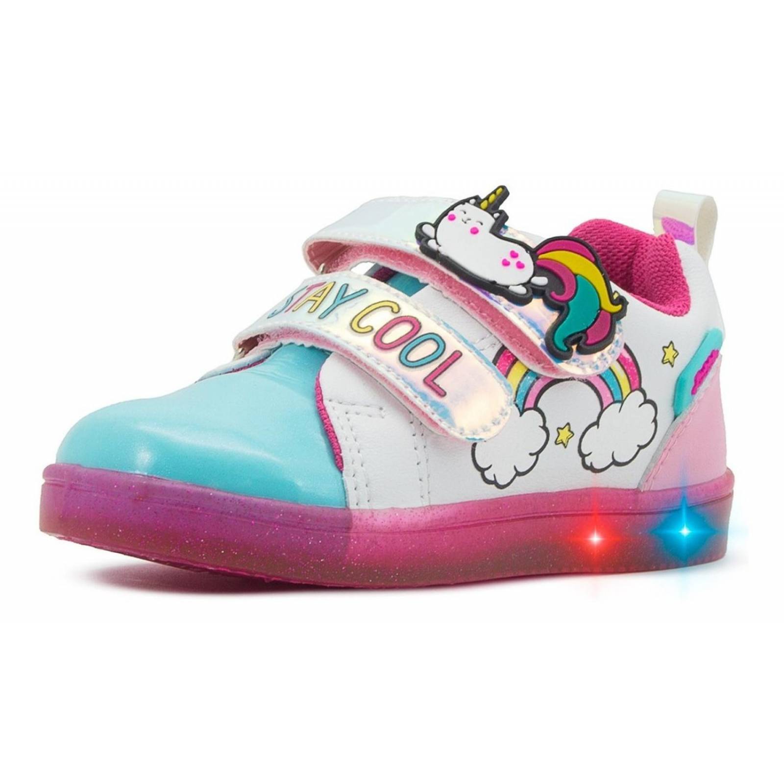 Tenis Luces Led Niña Bubble Gummers Onix Velcro 14-19 