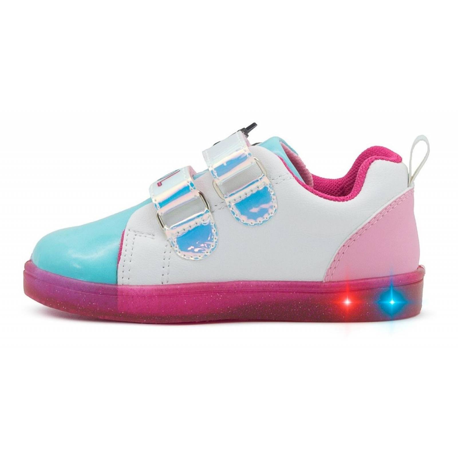 Tenis Luces Led Niña Bubble Gummers Onix Velcro 14-19 