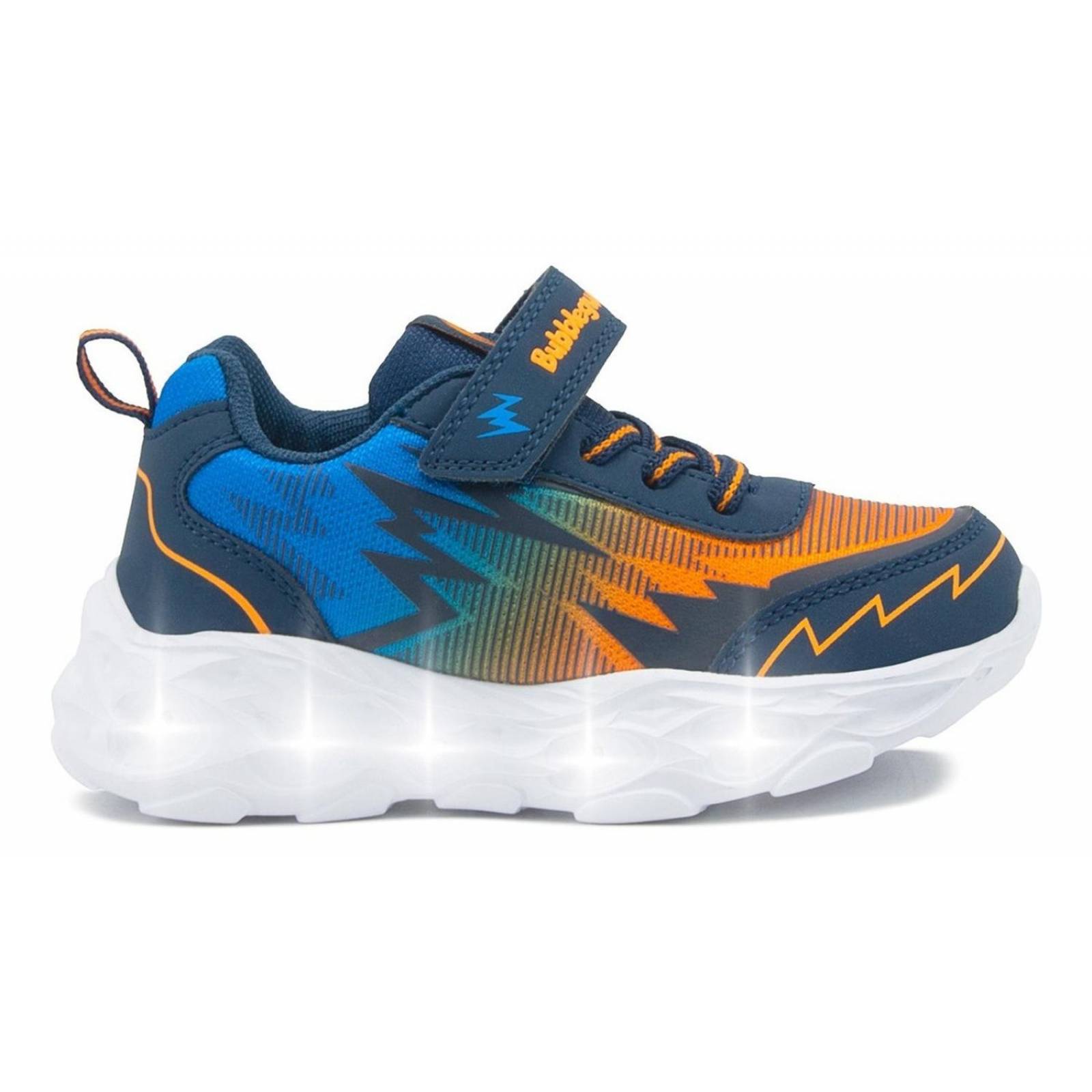 Tenis Luces Moda Niño Bubble Gummers Jafet 14-16 Azul Velcro 