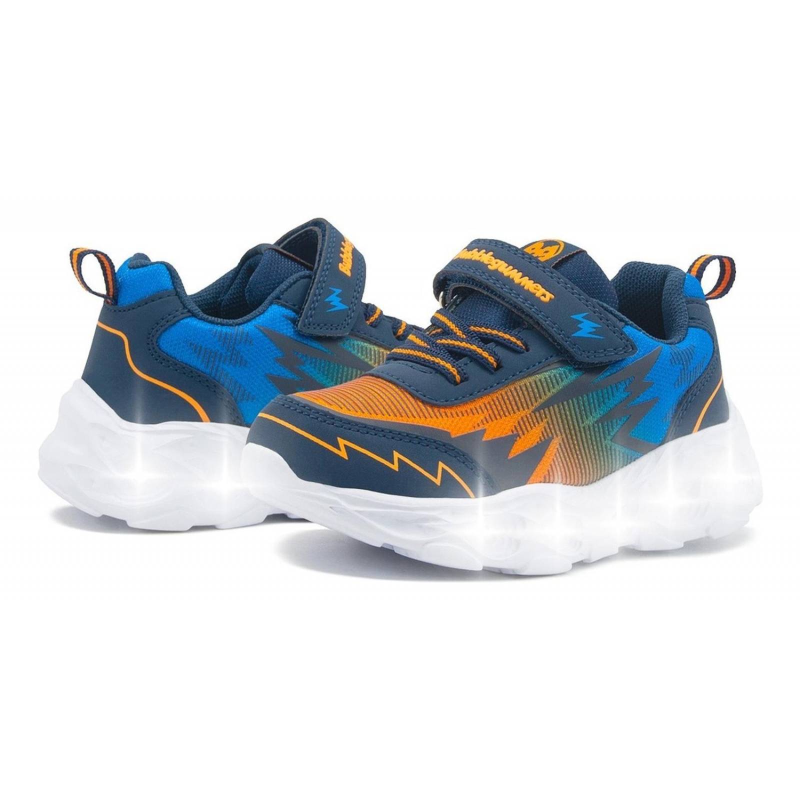Tenis Luces Moda Niño Bubble Gummers Jafet 14-16 Azul Velcro 