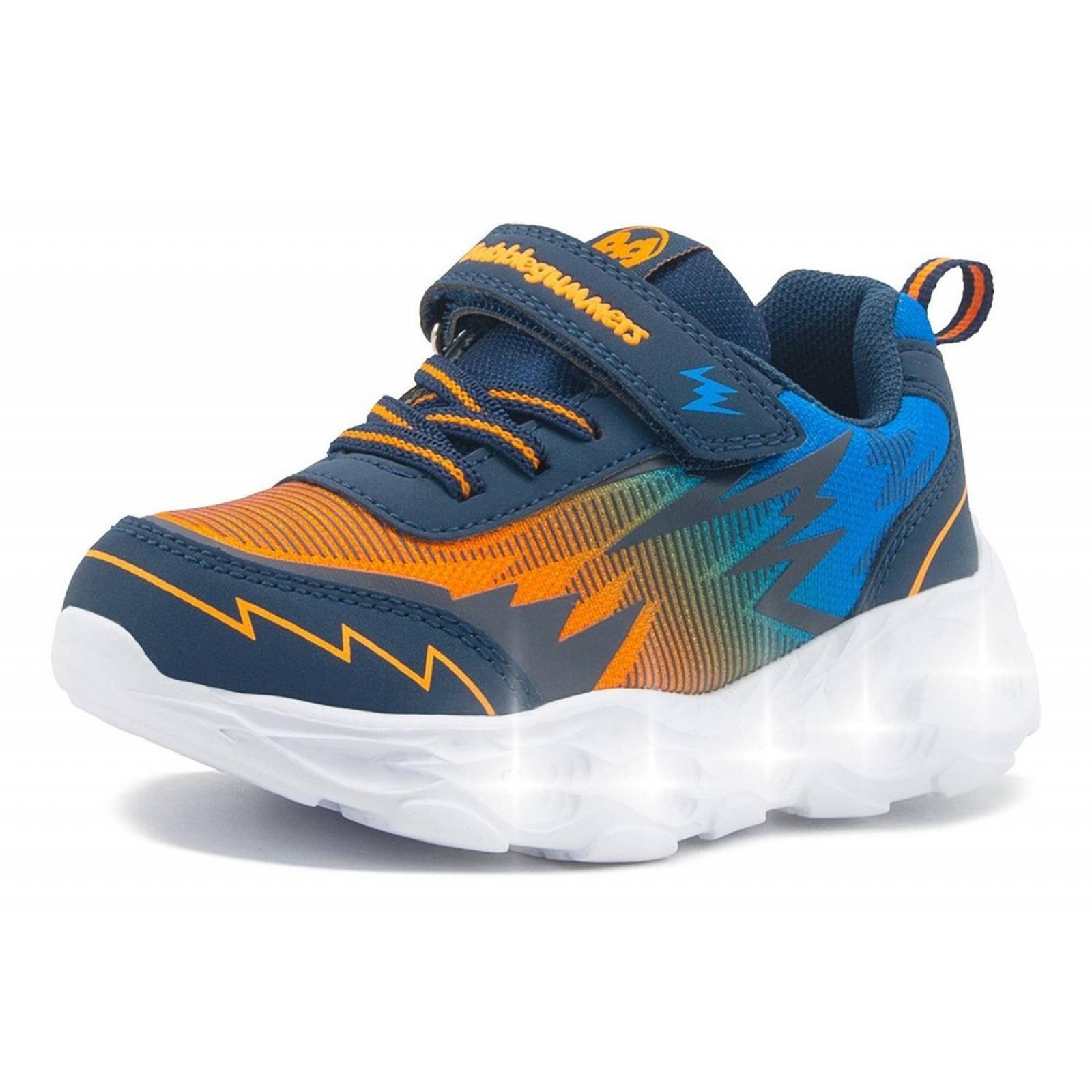 Tenis Luces Moda Niño Bubble Gummers Jafet 14-16 Azul Velcro 