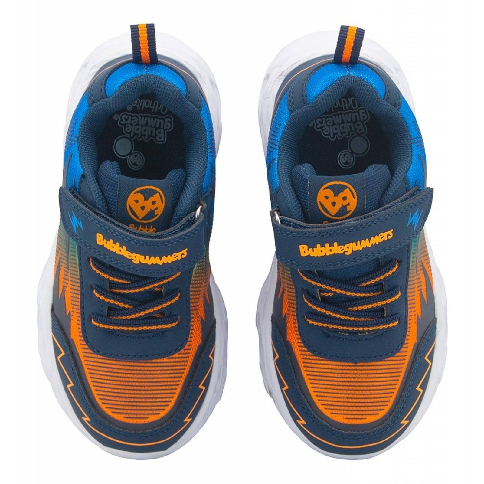 Tenis Luces Moda Niño Bubble Gummers Jafet 14-16 Azul Velcro 