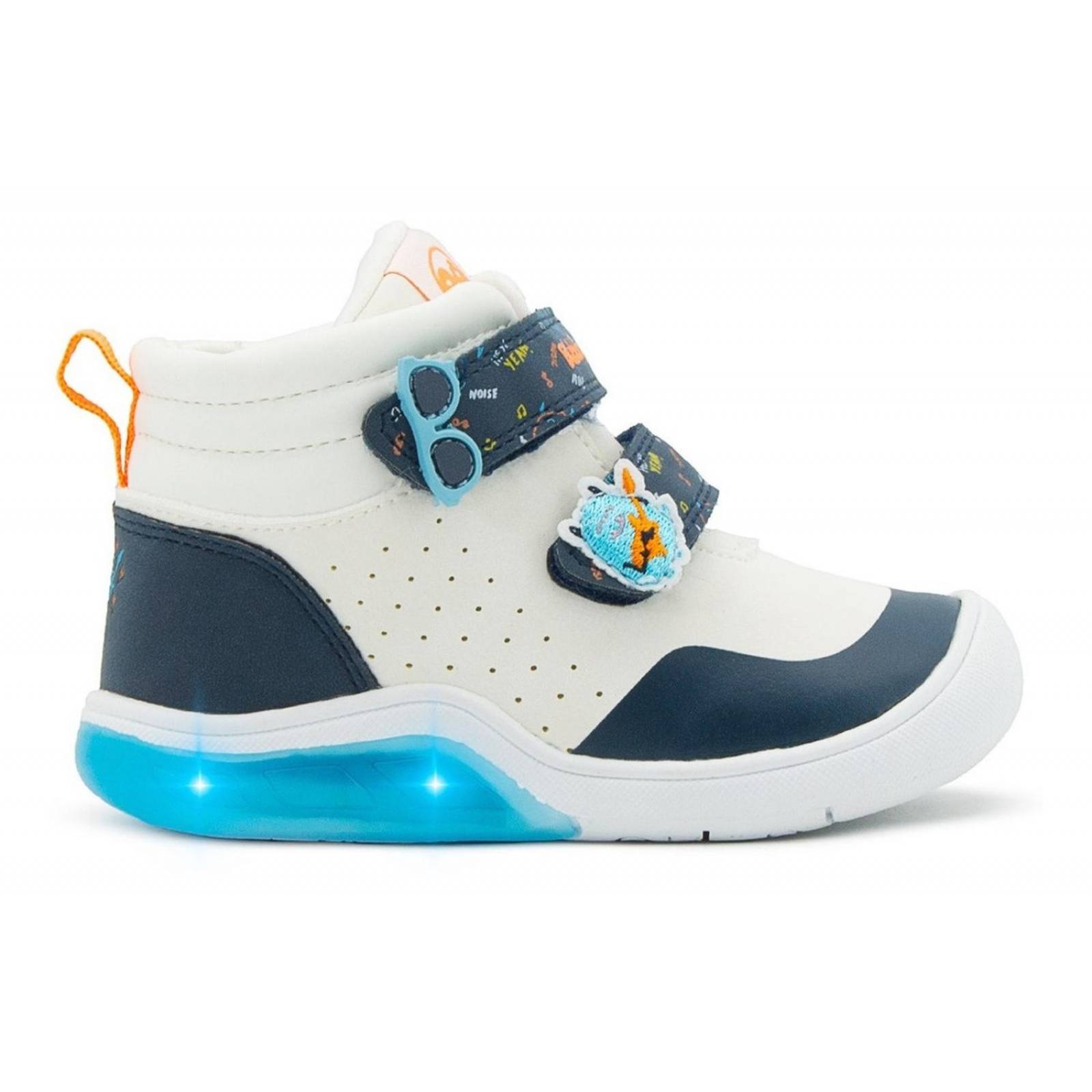 Tenis Bota Luces Velcro Bubble Gummers Oruga Blanco 12-16 