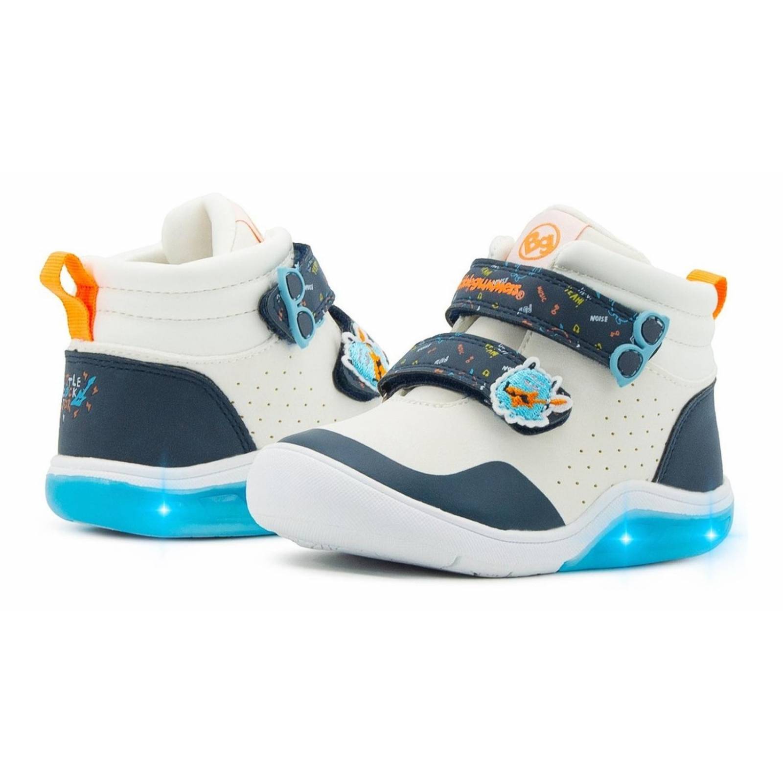 Tenis Bota Luces Velcro Bubble Gummers Oruga Blanco 12-16 