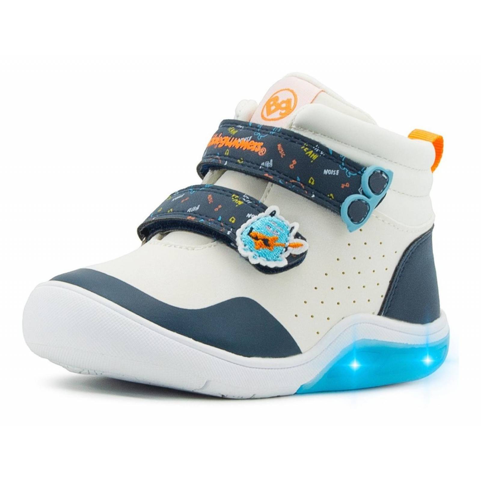 Tenis Bota Luces Velcro Bubble Gummers Oruga Blanco 12-16 