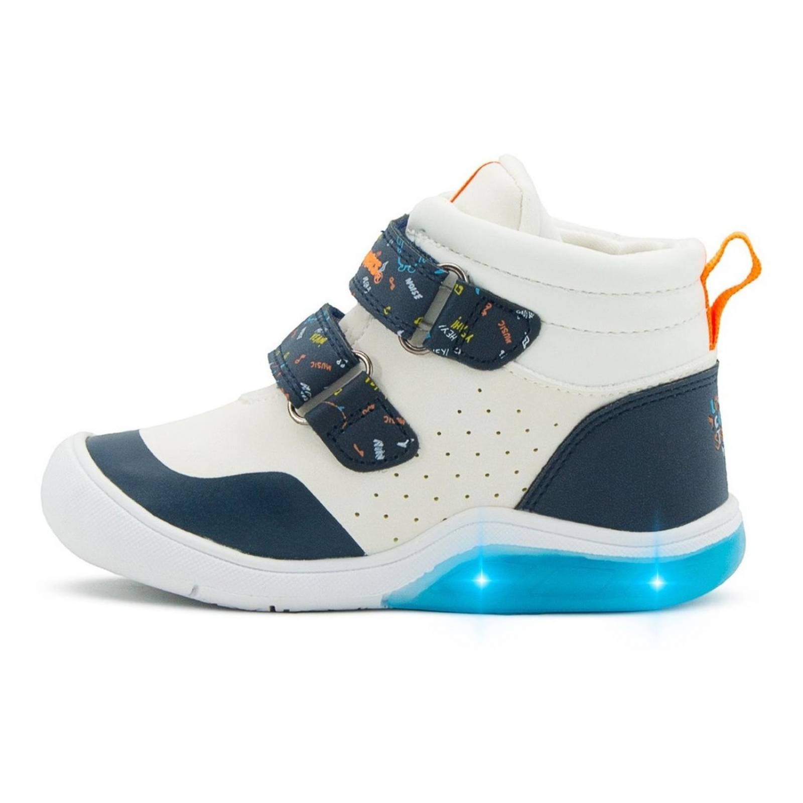 Tenis Bota Luces Velcro Bubble Gummers Oruga Blanco 12-16 
