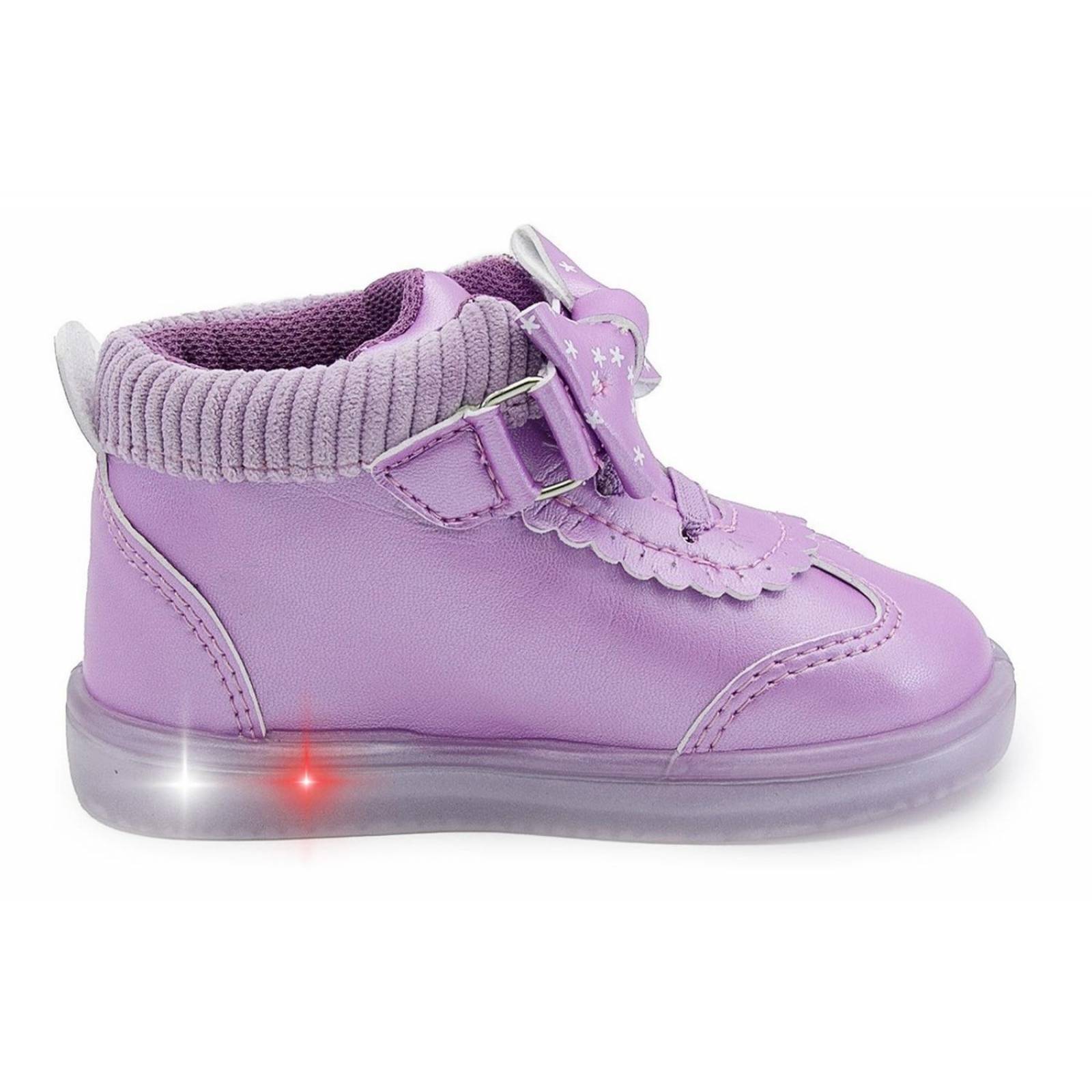 Tenis Luces Tendencia Niña Moño Mod. Norita 14-19 Lila 