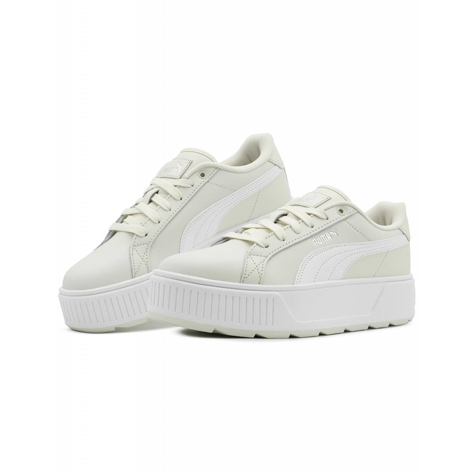 Tenis Para Mujer Puma Karmen L Plataforma Beige Blanco