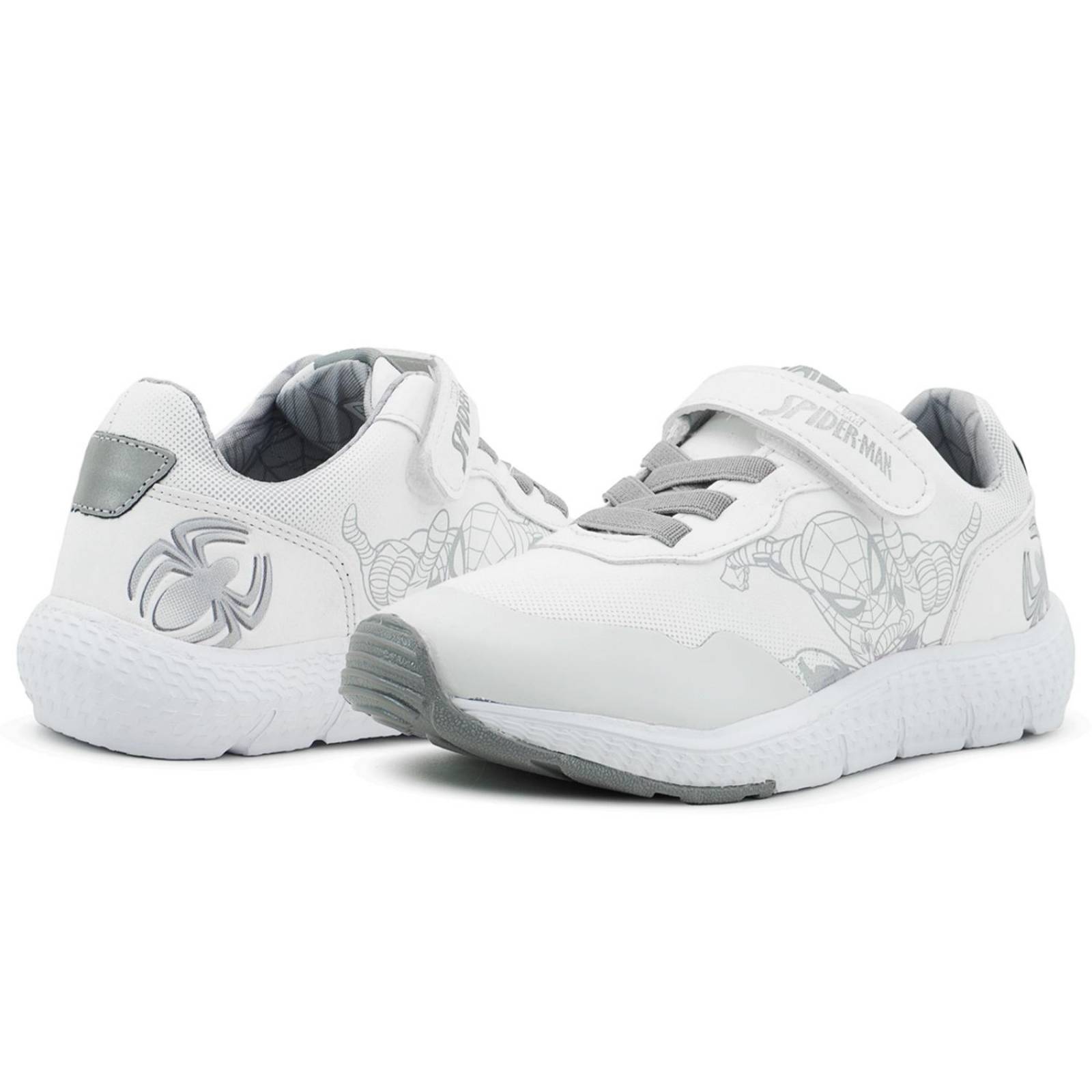 Tenis Marvel Blanco Spider Man Velcro Niño 