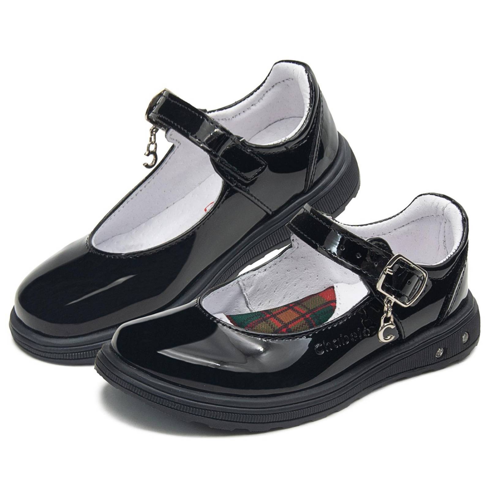 Zapato Escolar Para Niña Chabelo Charol Negro Hebilla 17-26 