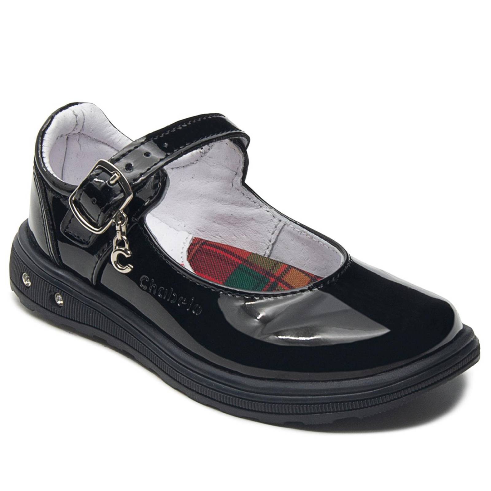 Zapato Escolar Para Niña Chabelo Charol Negro Hebilla 17-26 